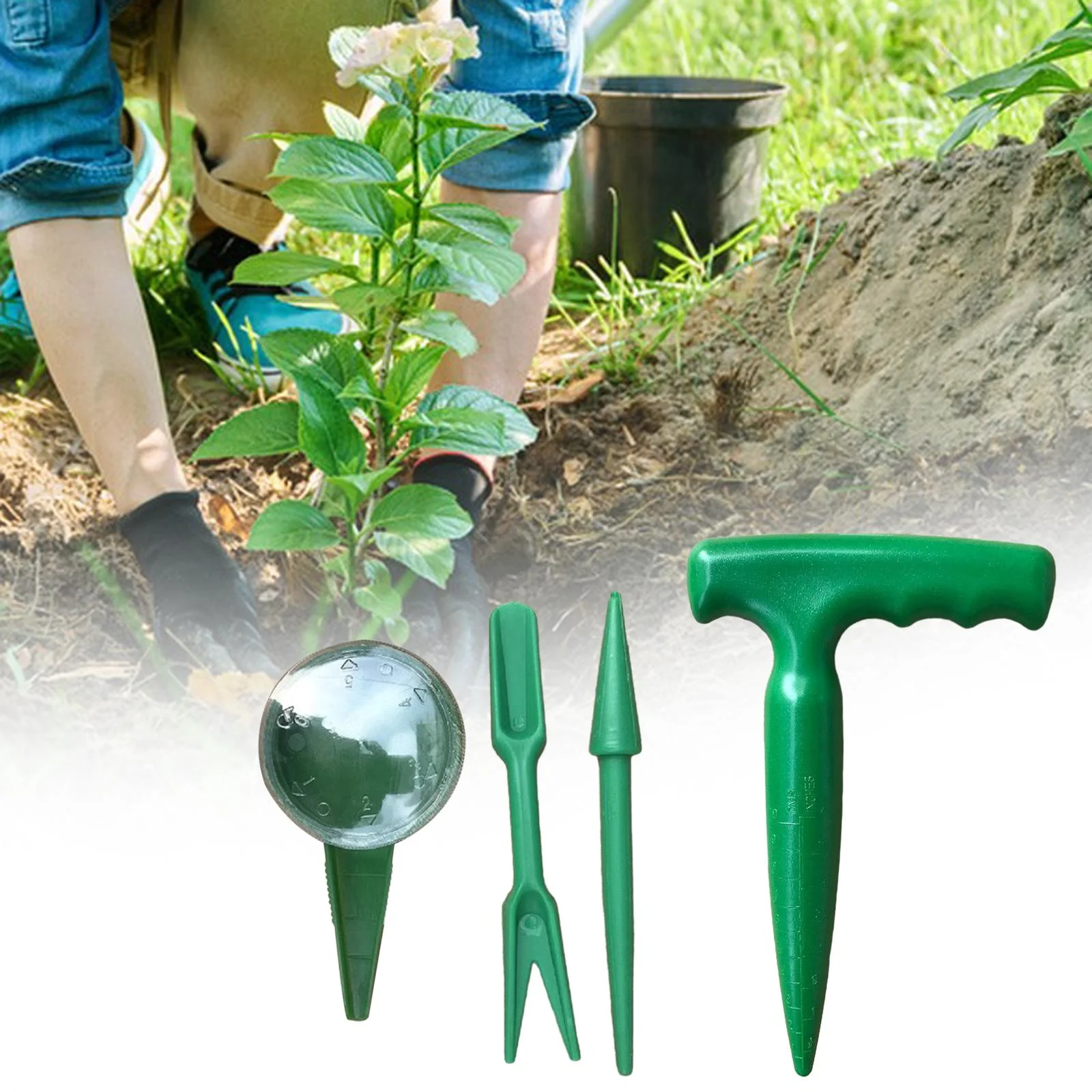 figatia 4Pcs Sowing Seed Dispenser Set Seed Planter Tool Garden Hand Tool Lightweight Handheld Garden Flower Plant Grass Seeder Tool