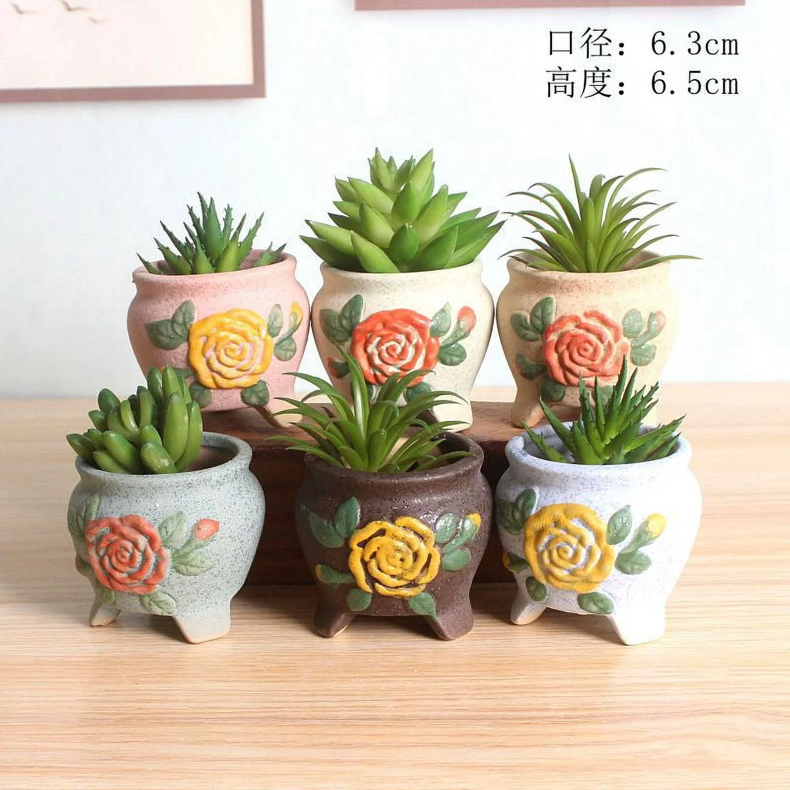 Ceramic Succulent Planter - Thumb Pot, Hand-Painted Mini Succulent Planter