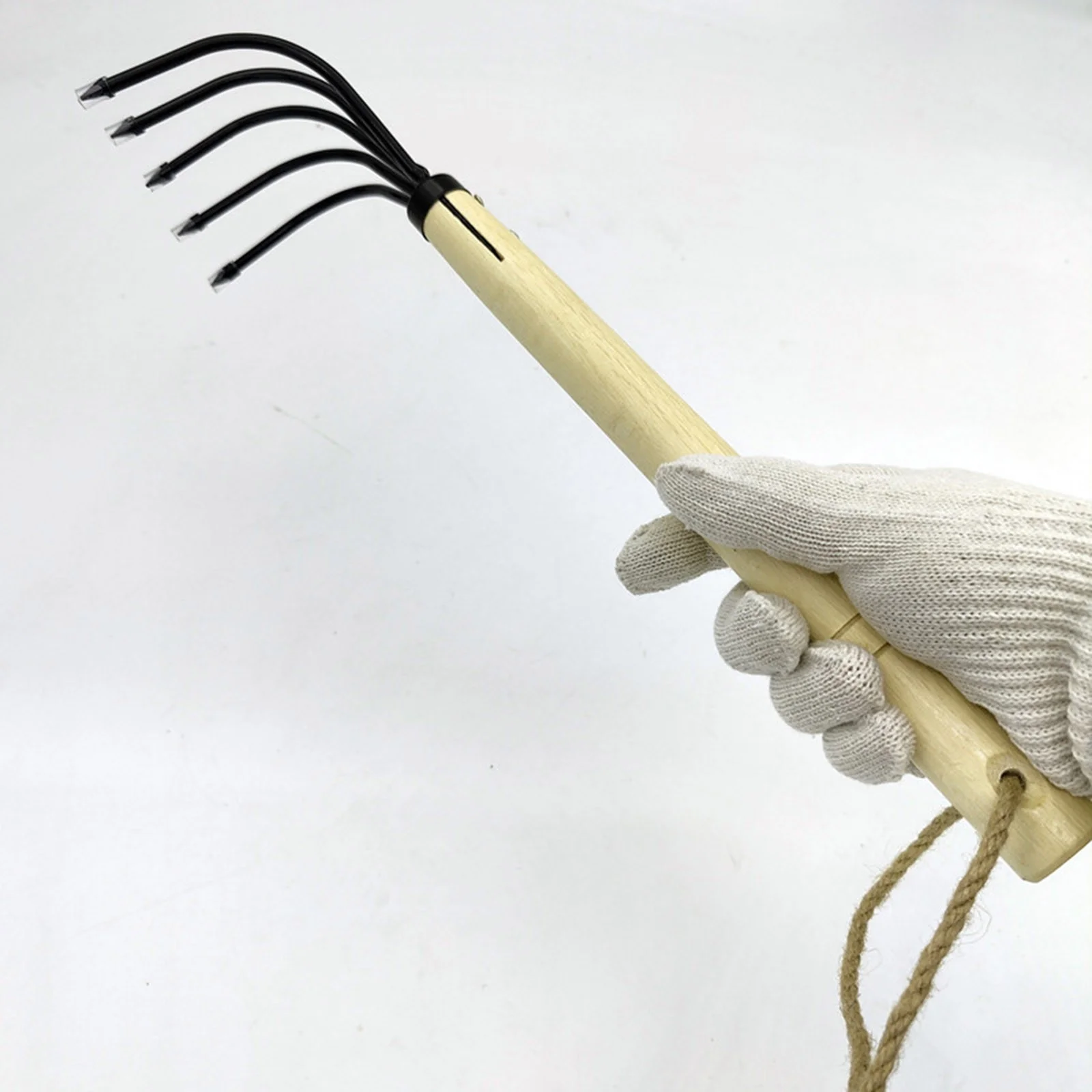 Bnnlsa Trim Tool Wooden Handle Garden Soil Loosening Five Five Tooth Rake Drive Sea Digging Beach Multifunctional Tool