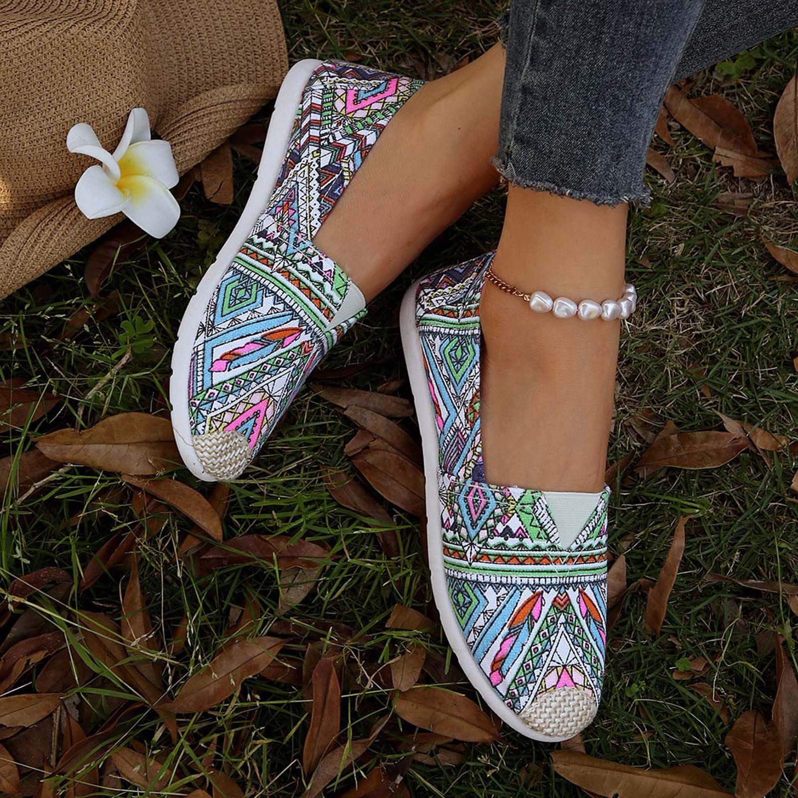 Clearance on Sale, Women's Summer Fashion Mesh Pointed Toe Breathable Bow Printed Casual Shoes Lightweight Comfortable One Foot Stirrup Shoes Mother's Day Gift