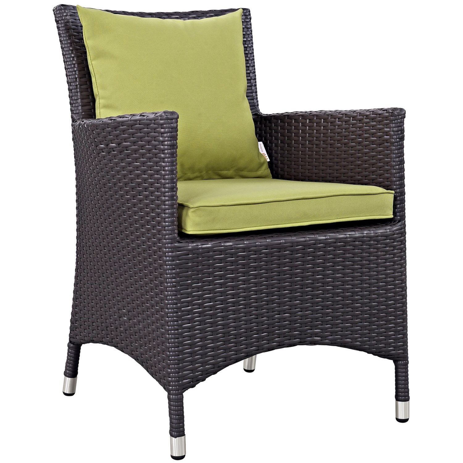 Side Dining Chair, Green, Rattan, Wicker, Outdoor Patio Balcony Cafe Bistro Garden Hospitality Restaurant, Modern Contemporary HB32889