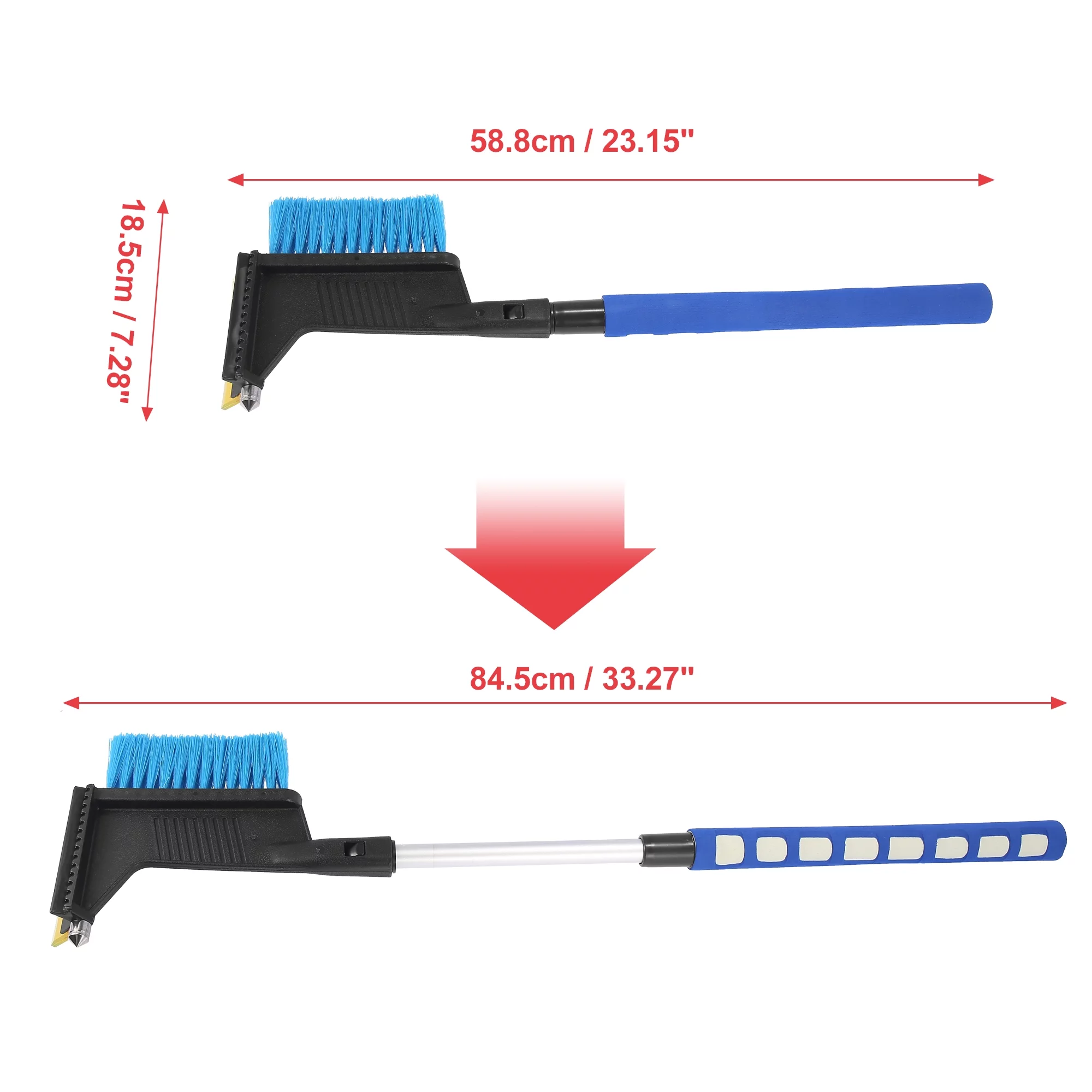 Car Truck Tendon Head Snow Brush Ice Scraper Removal Broom W/ Breaker Extendable Detachable Windshield