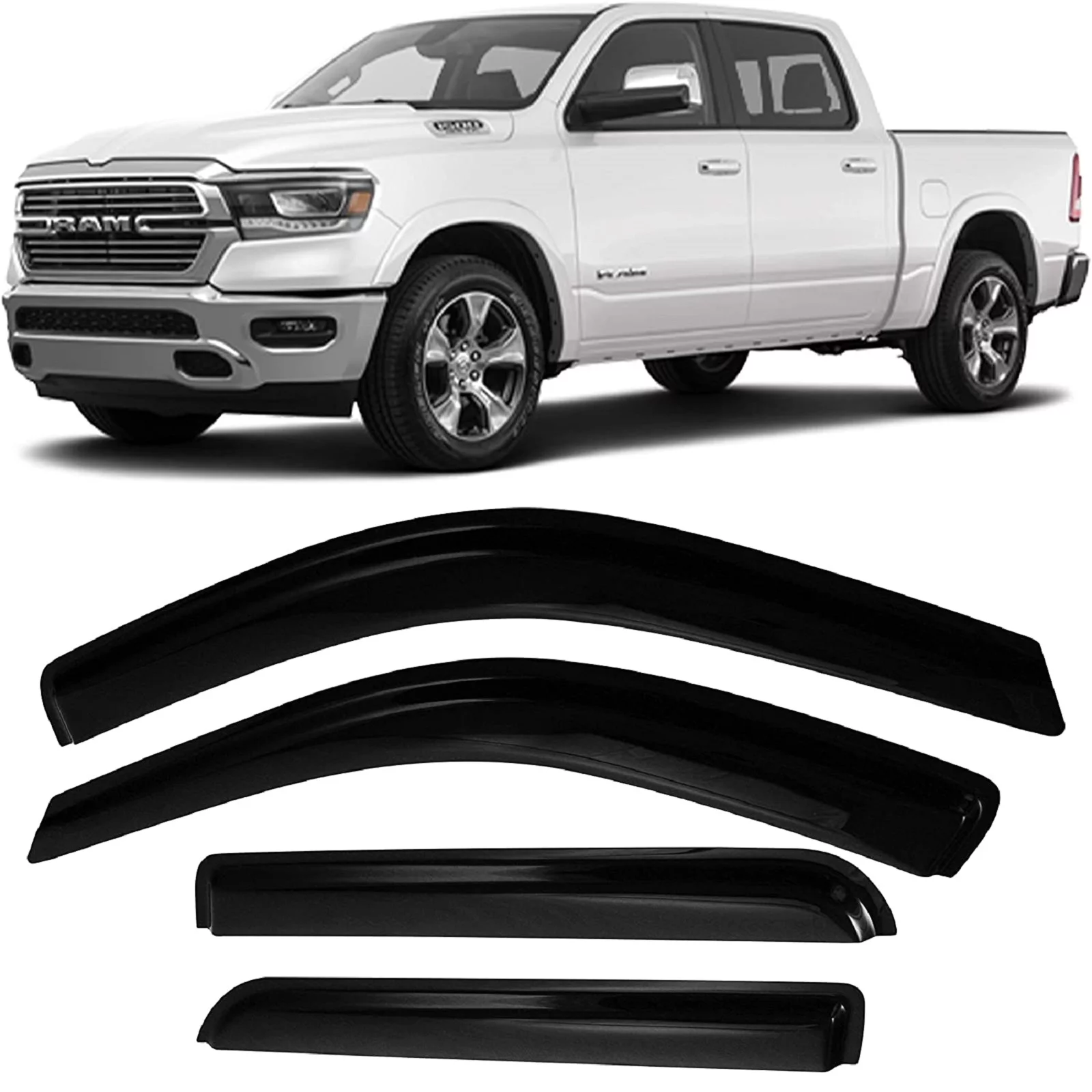 JSP Window Vent Visor For Dodge RAM Crew Cab 2009-2019 Rain Guard Deflector