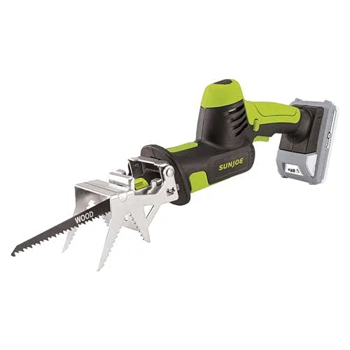 Restored Sun Joe 24V-MPSWVG-LTE-SJG 24-Volt IONMAX Cordless All-Purpose Reciprocating Saw Kit, W/ 2.0-Ah Battery + Charger, 4-Cutting Blades, For Wood & Metal (Refurbished)