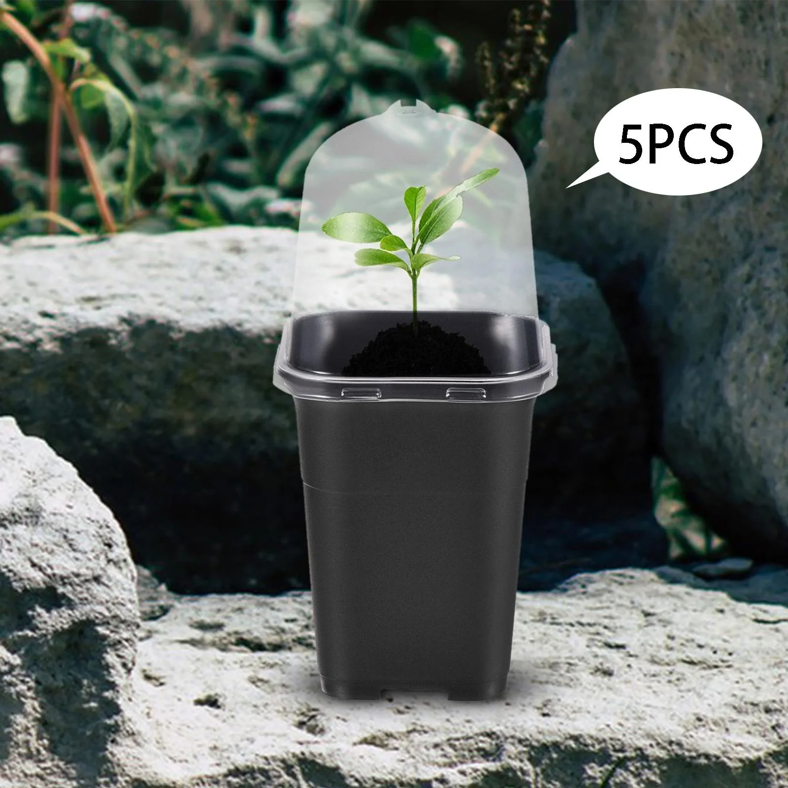 SunniMix 5Pcs Flower Pot Garden Plant Pots Mini Landscaping Plants Plant Nursery Pots Black