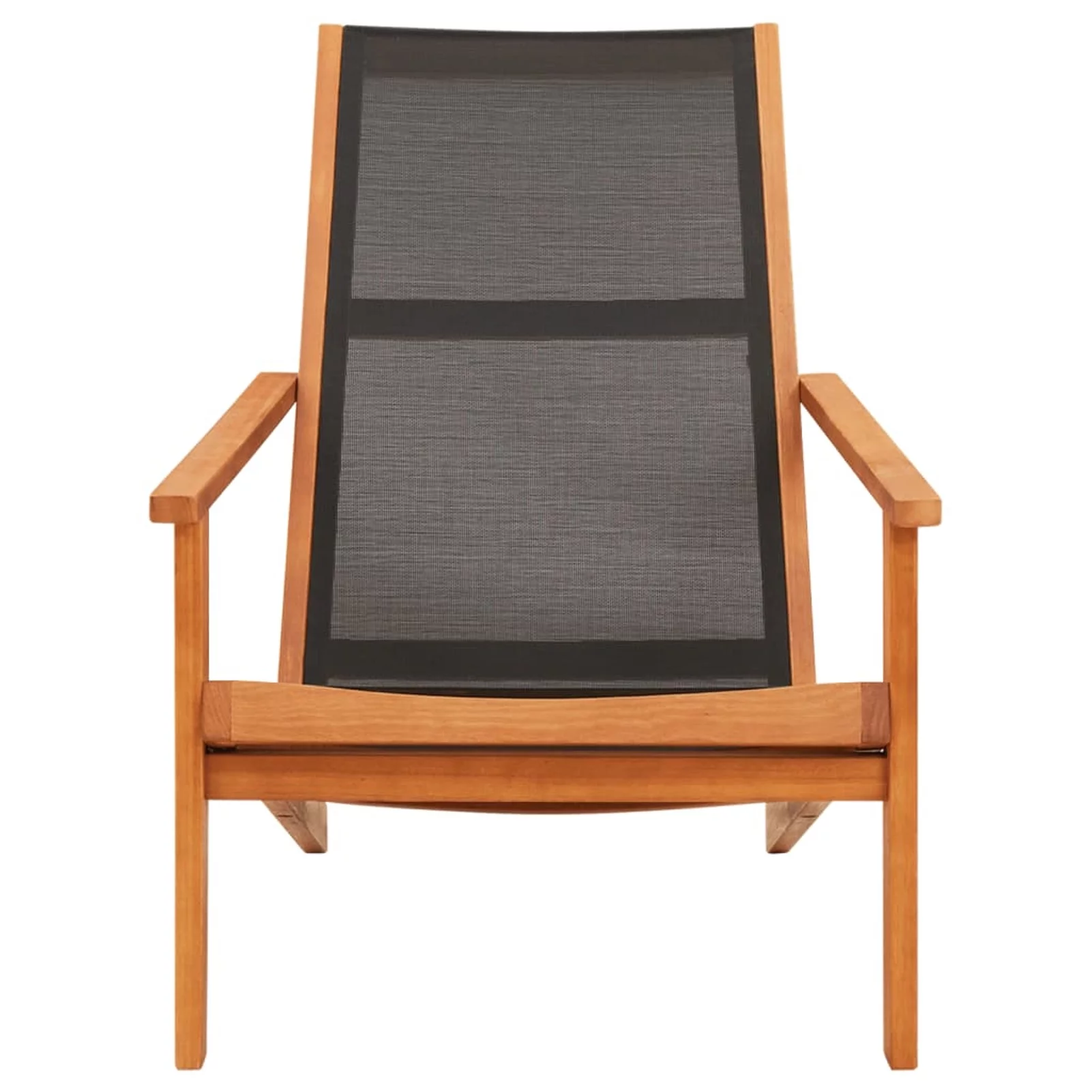 Anself Patio  Chair Eucalyptus Wood and Black Textilene Garden Chairs for Balcony, Backyard,  Indoor Furniture 25.2 x 36.2 x 32.7 Inches (W x D x H)