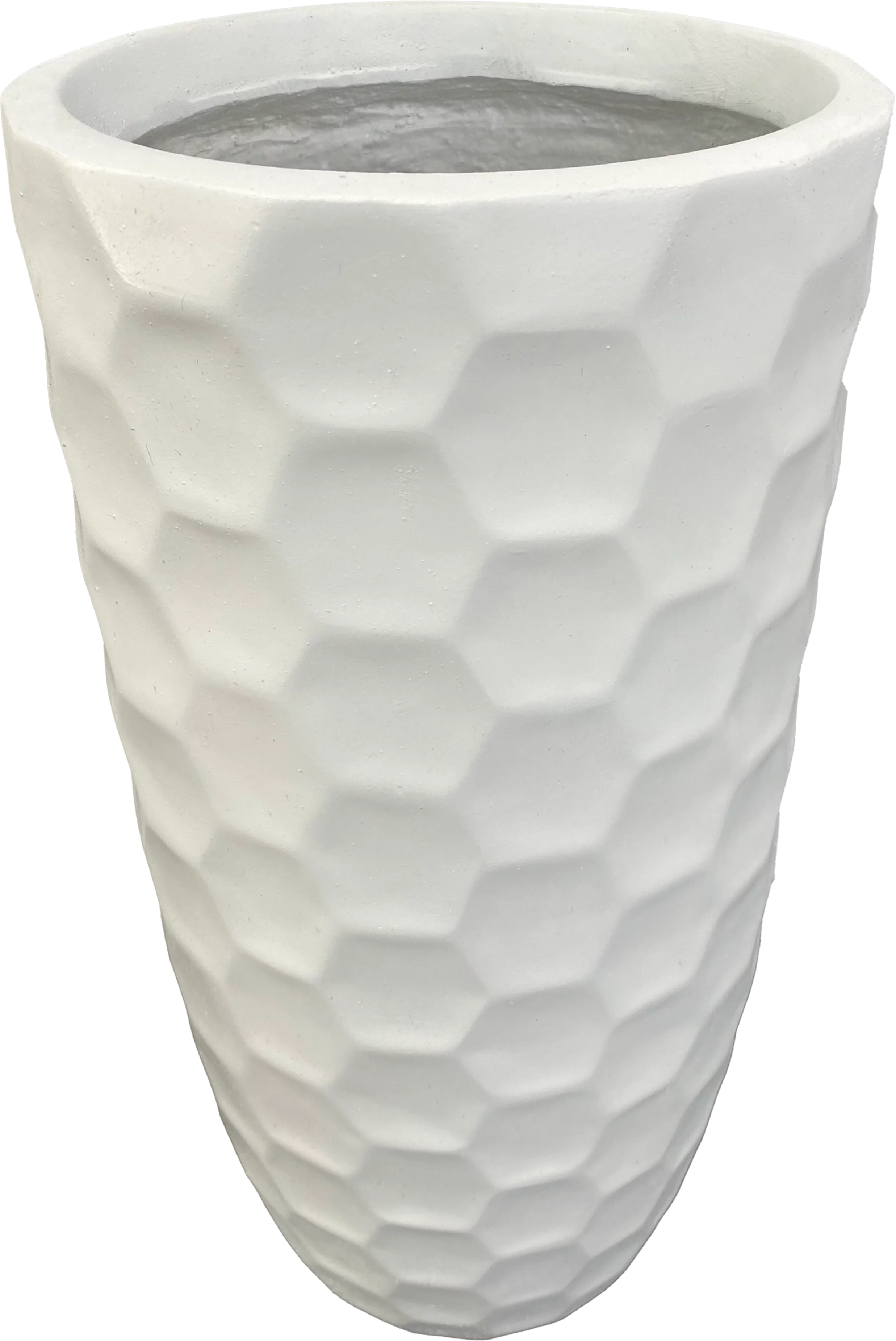 Eco-Friendly White Scalloped Cylinder Fiberglass Planter Pot - 9' Wide for Live Plants, Artificial Trees or Artificial Plants