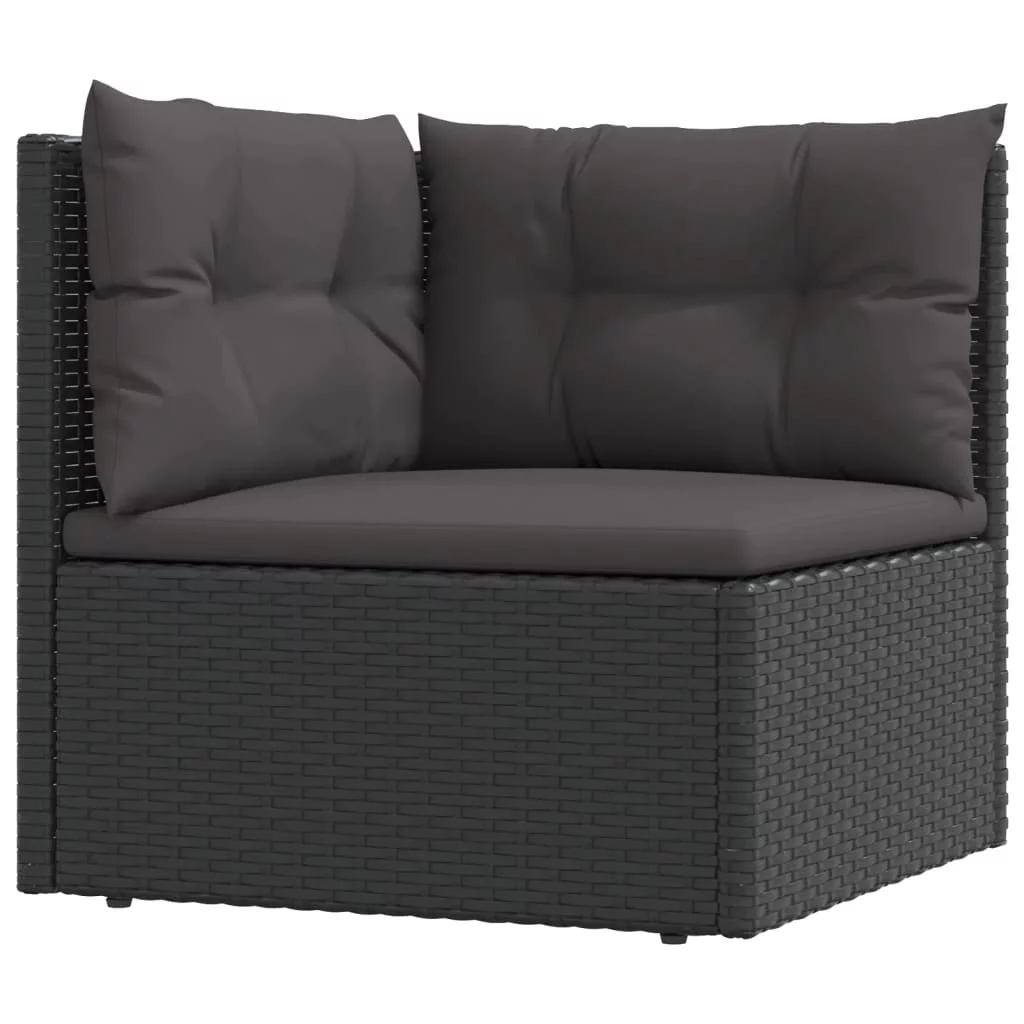 Anself 9 Piece Patio Set with Cushions Black Poly Rattan
