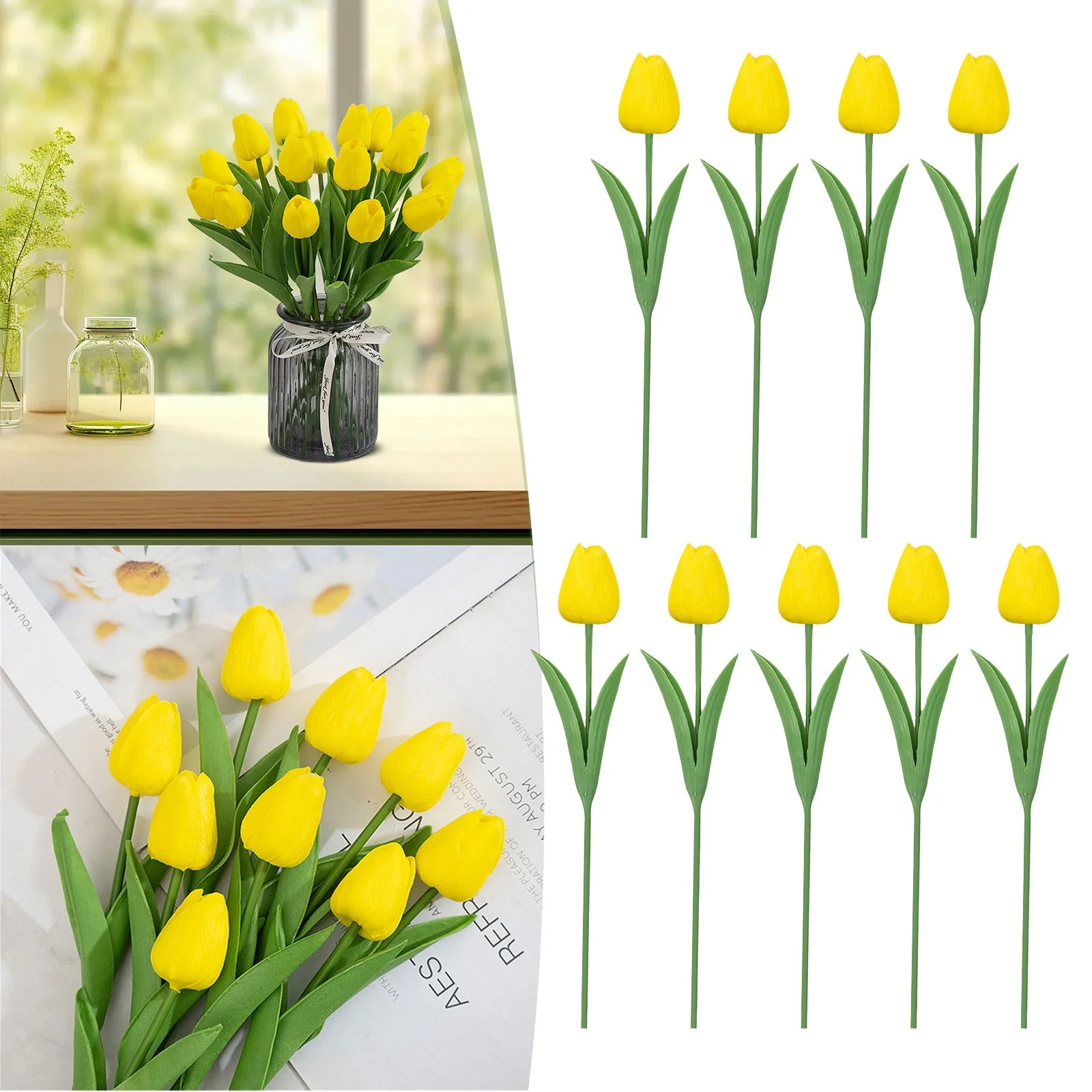 Yeetfub Fake Plants for Outdoors Indoor 9Pcs Mini Simulation Flowers Artificial Flowers For Home Kitchen Decor Mother's Day Spring Easter Wedding Bouquet Decorations Floral Arrangements