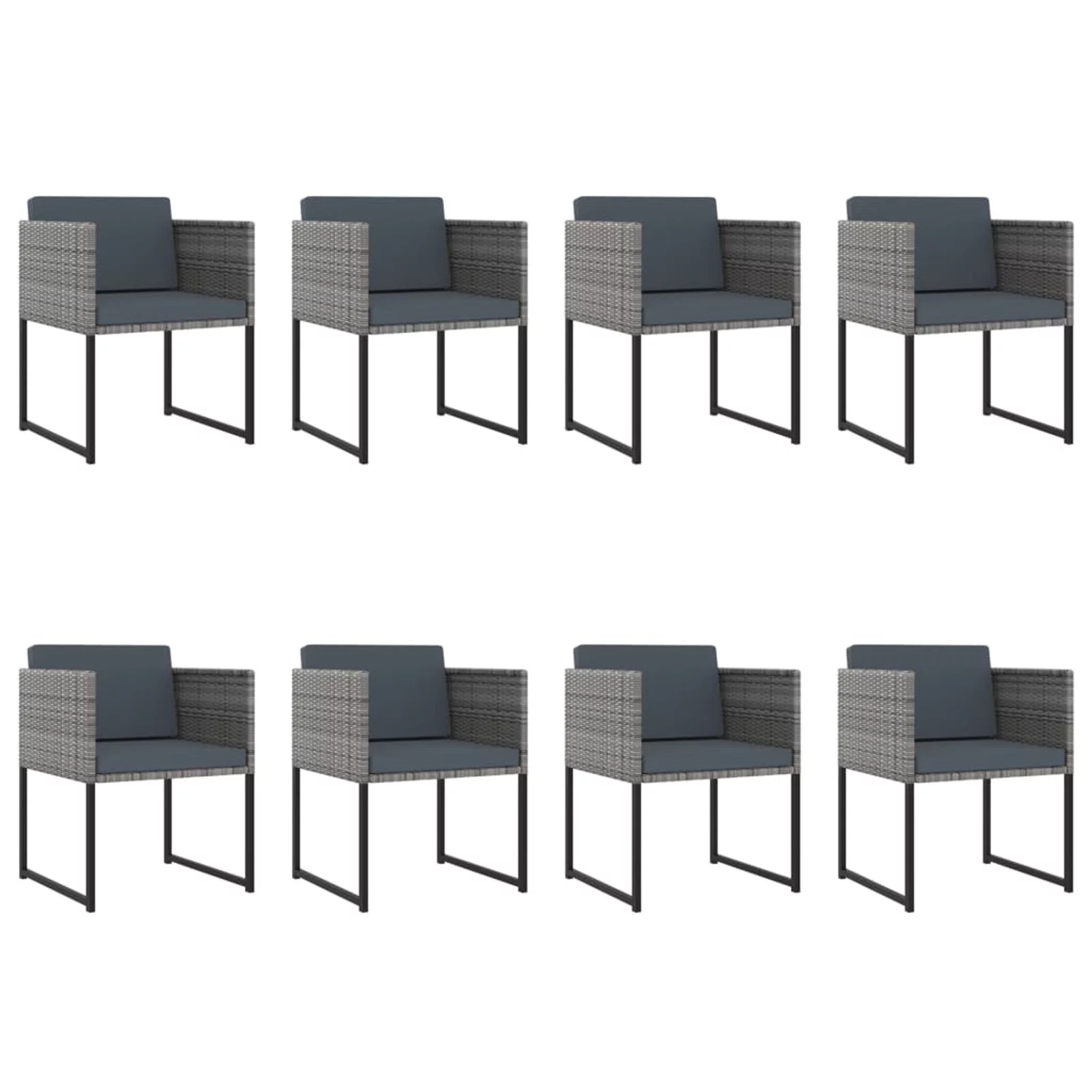 Dcenta 13 Piece Patio Dining Set with Cushions Poly Rattan Gray