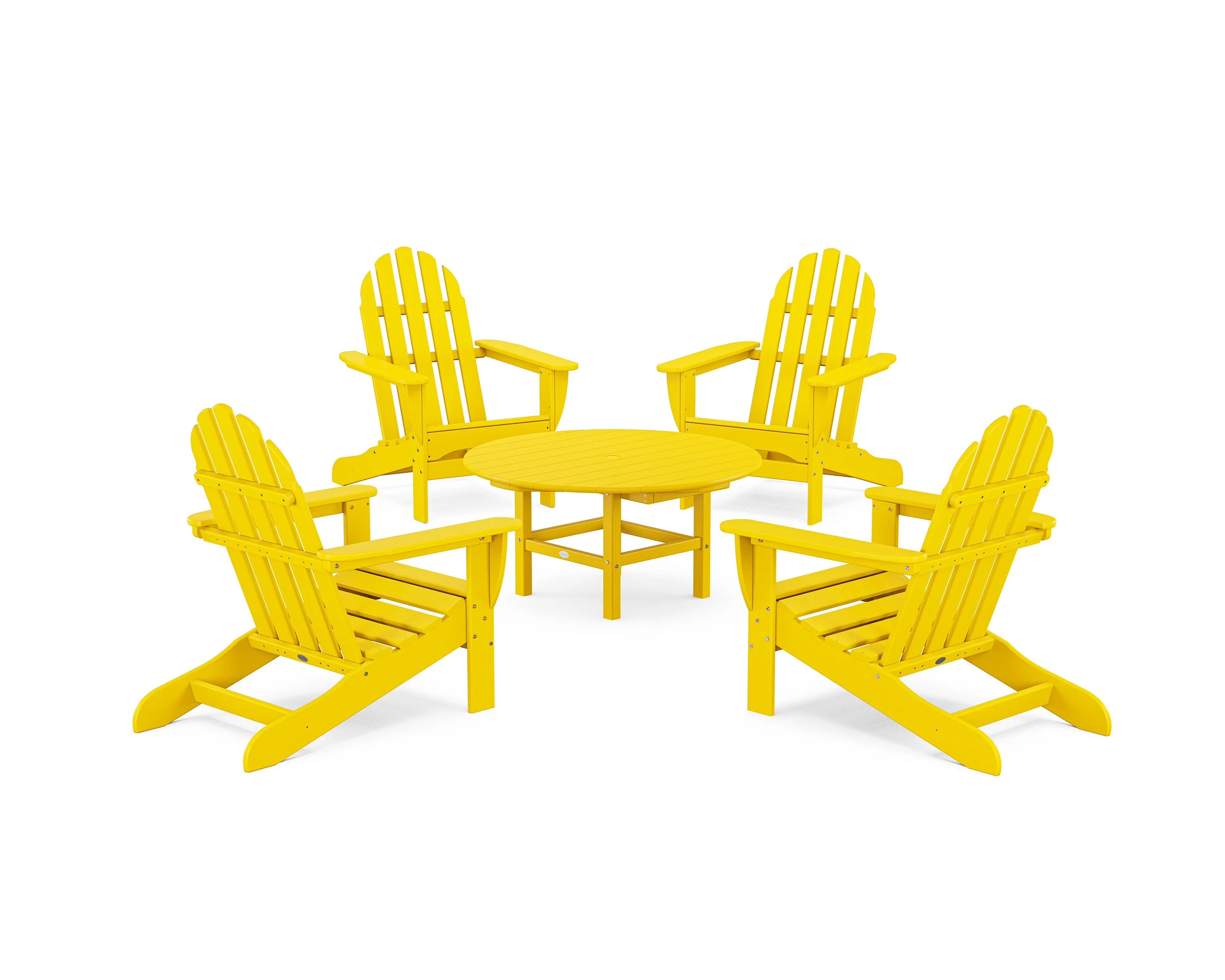 POLYWOOD Classic Adirondack 5-Piece Conversation Set in Lemon