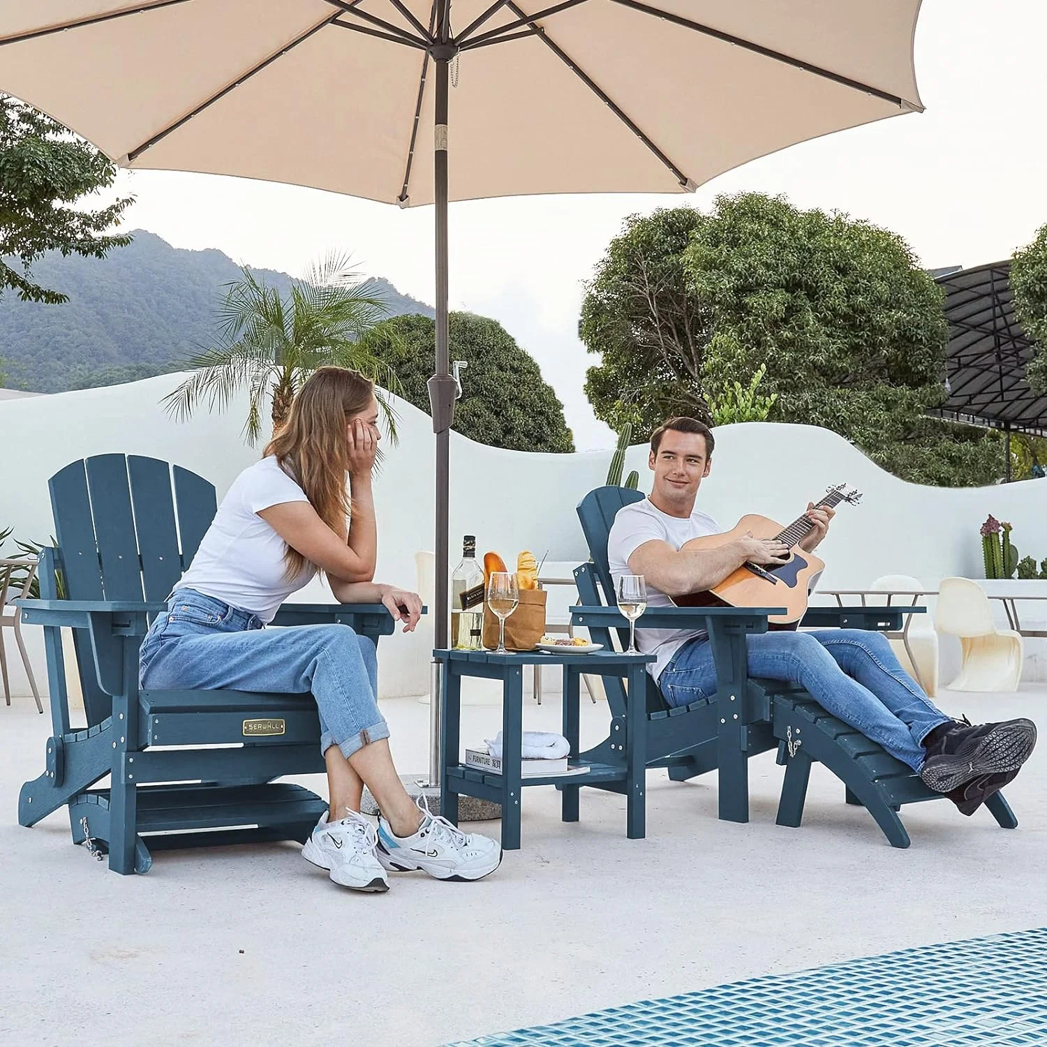 CLKHGFAR VGYUIJN Folding Adirondack Chair Footrest VGYUIJN  Adirondack Ottomans Without Assembly  Grey