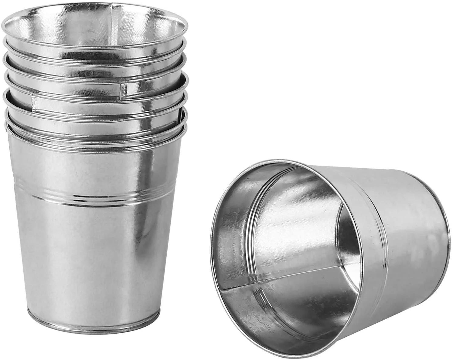 ZEONHAK 16 Pack Galvanized Metal Bucket, Galvanized Basket Bucket Planters Pot, 4.72 x 4.72 x 3.54 Inch