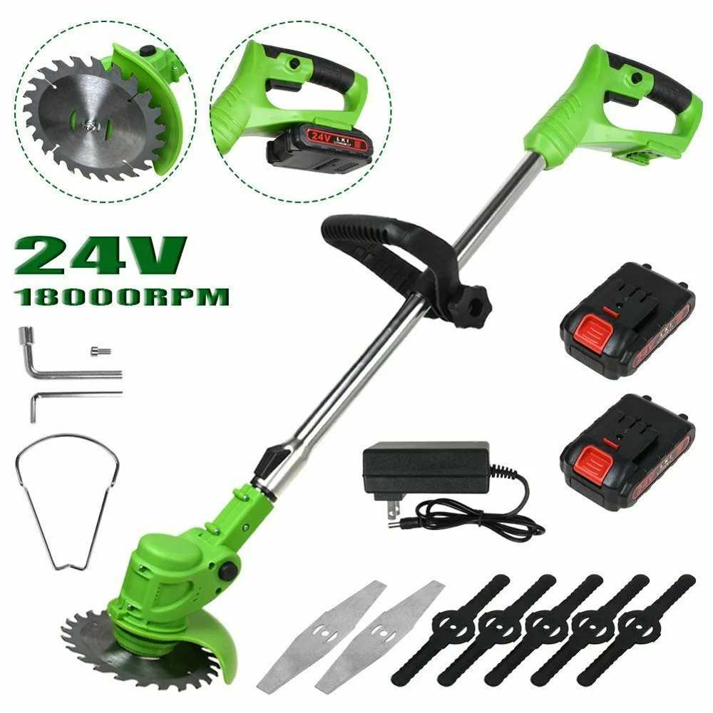 NEWCE   Handheld Weed Lawn Eater Edger Grass 24V Portable Cordless String Trimmer Cutter with 2 Battery and 3 Types Cutting Blades