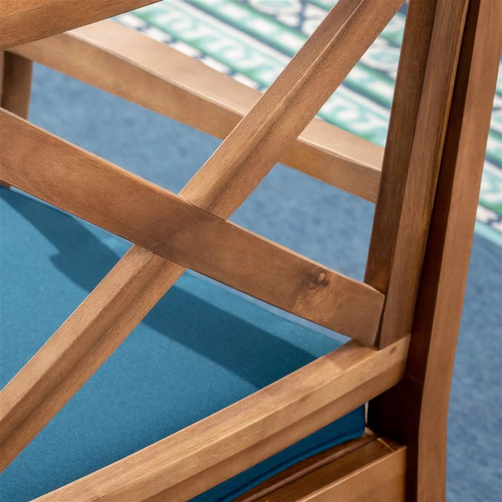 5-Pc Outdoor Dining Set in Teak and Blue Finish