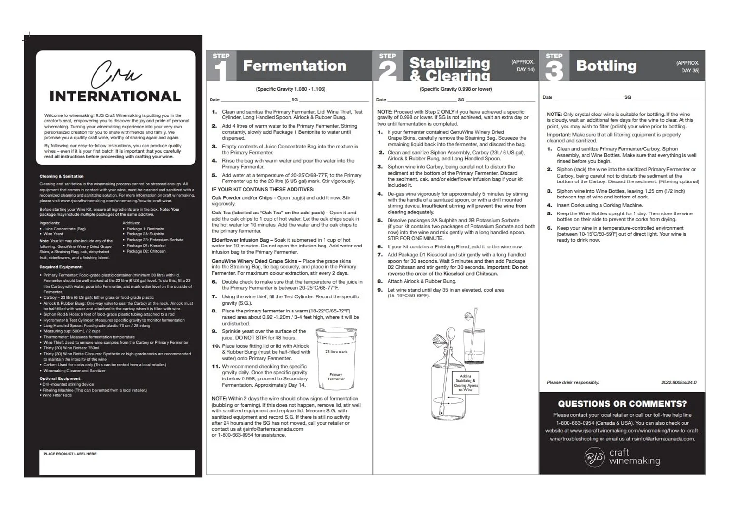 Wine Ingredient Kit - Cru International - Italian Pinot Grigio Style