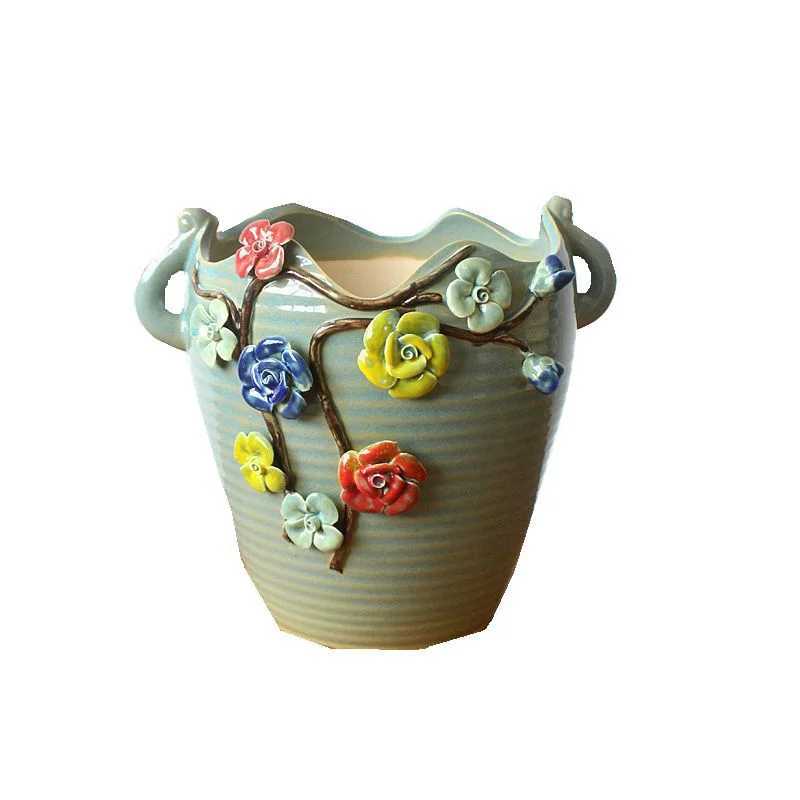 Ceramic Flower Pot - Handcrafted Succulent Planter - Green Plant Pot - Succulent Platter