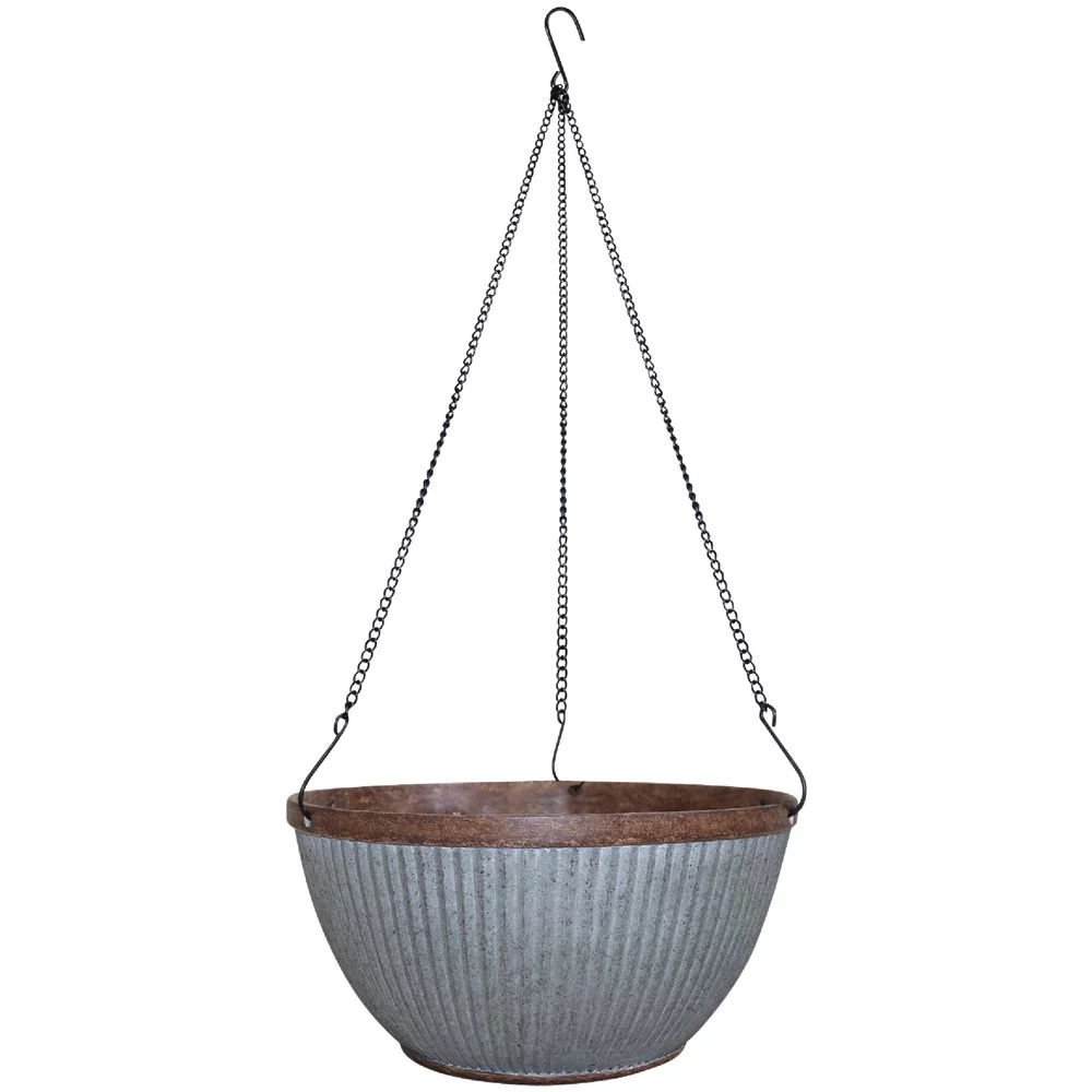 1 PK, Southern Patio Westlake 12 In. Galvanized Resin Hanging Basket
