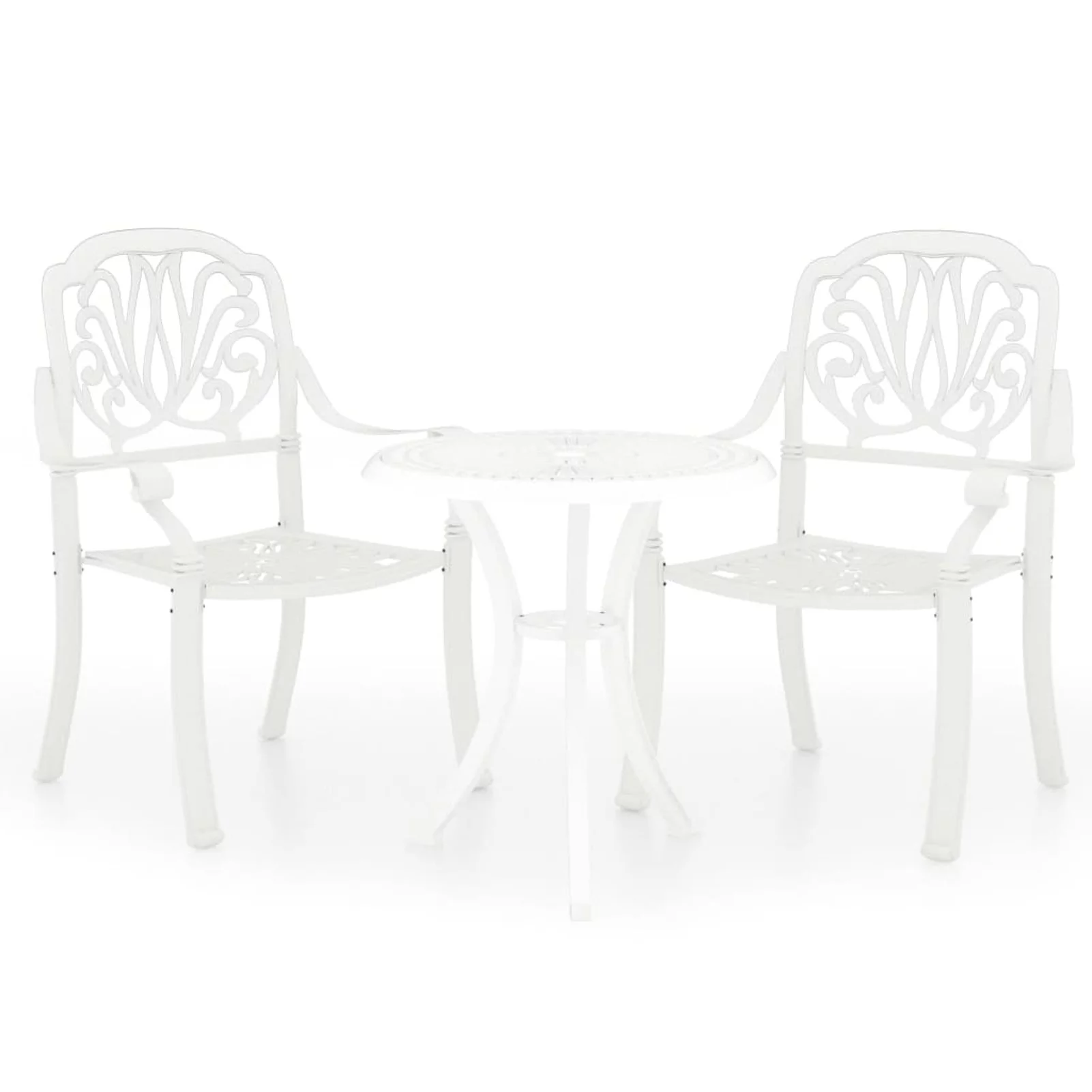 Andoer 3 Piece Bistro Set Cast Aluminum White