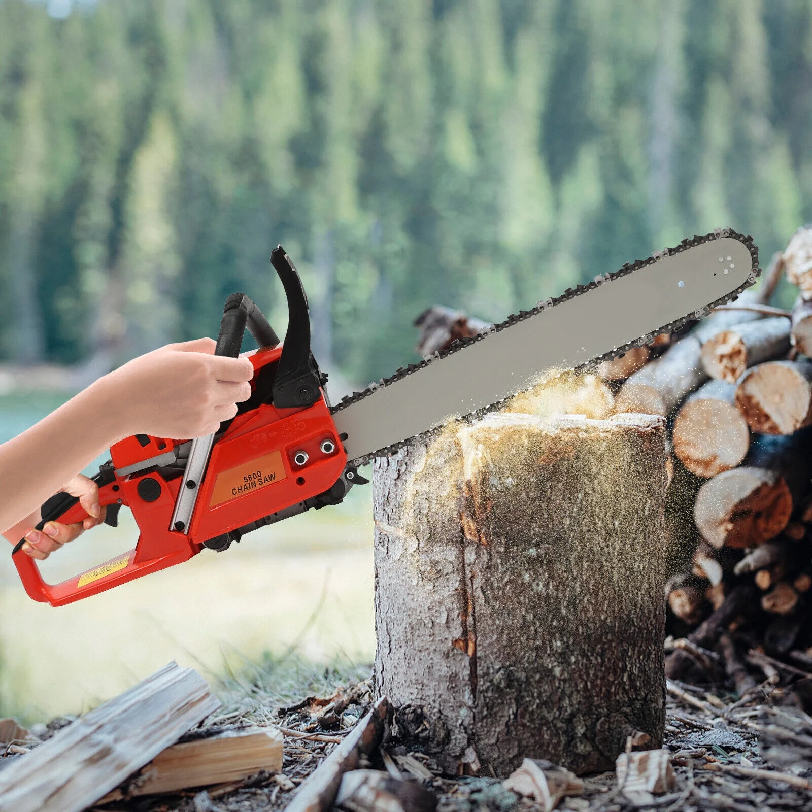 58CC 20inch Gas Chainsaw 2 Stroke Gasoline Powered Chain Saws Cutting Wood