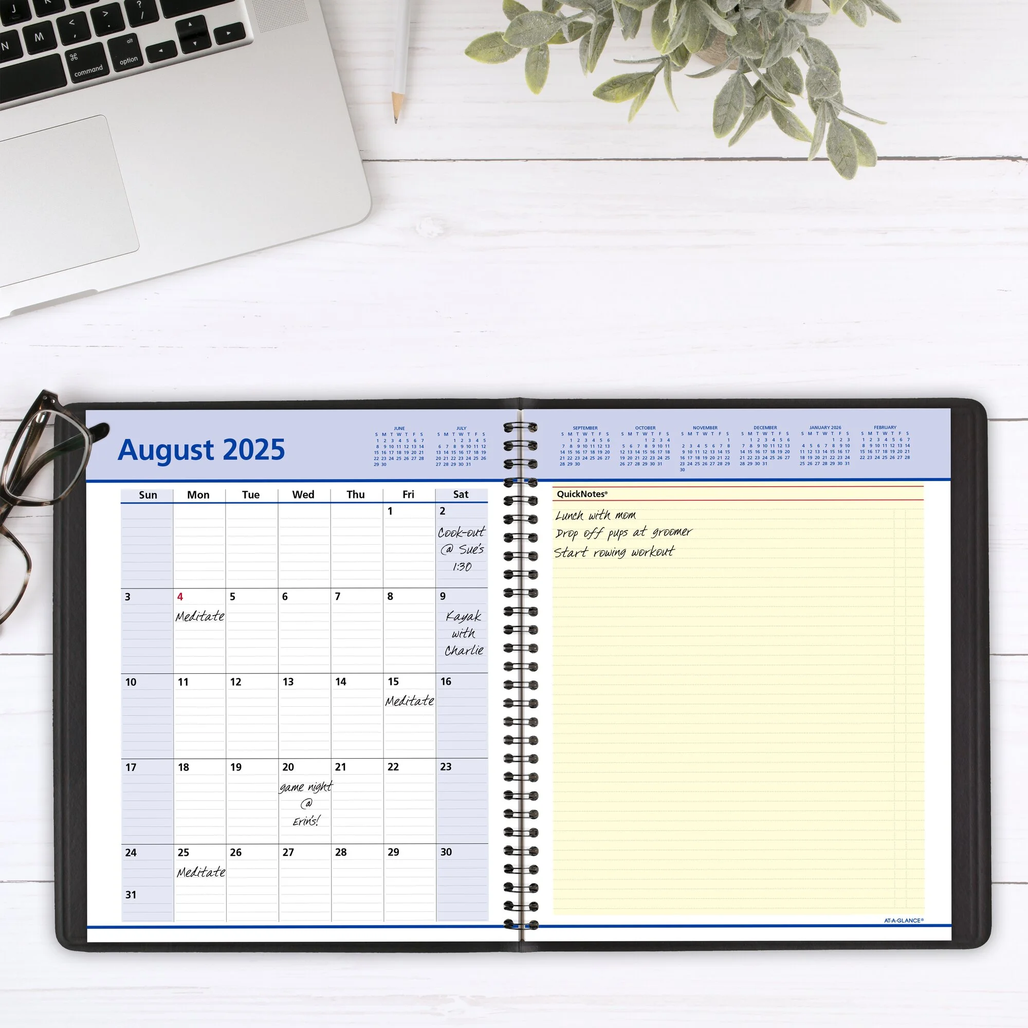 AT-A-GLANCE QuickNotes Academic 2024-2025 Weekly Monthly Planner Black Large 8 x