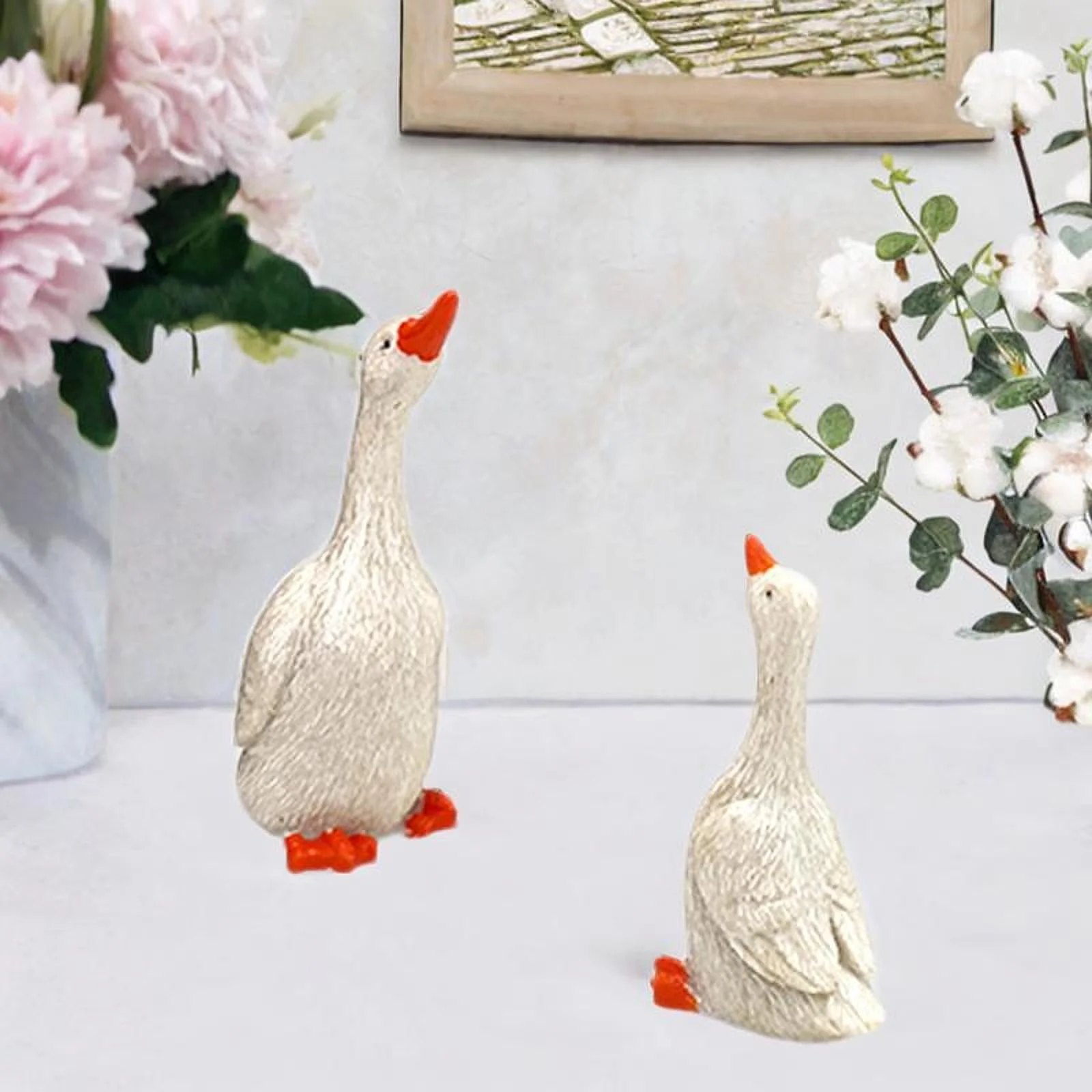 Colaxi 2x Art Crafts Lawn Ornament Lifelike Ducks Statues for Fireplace Garden Pond