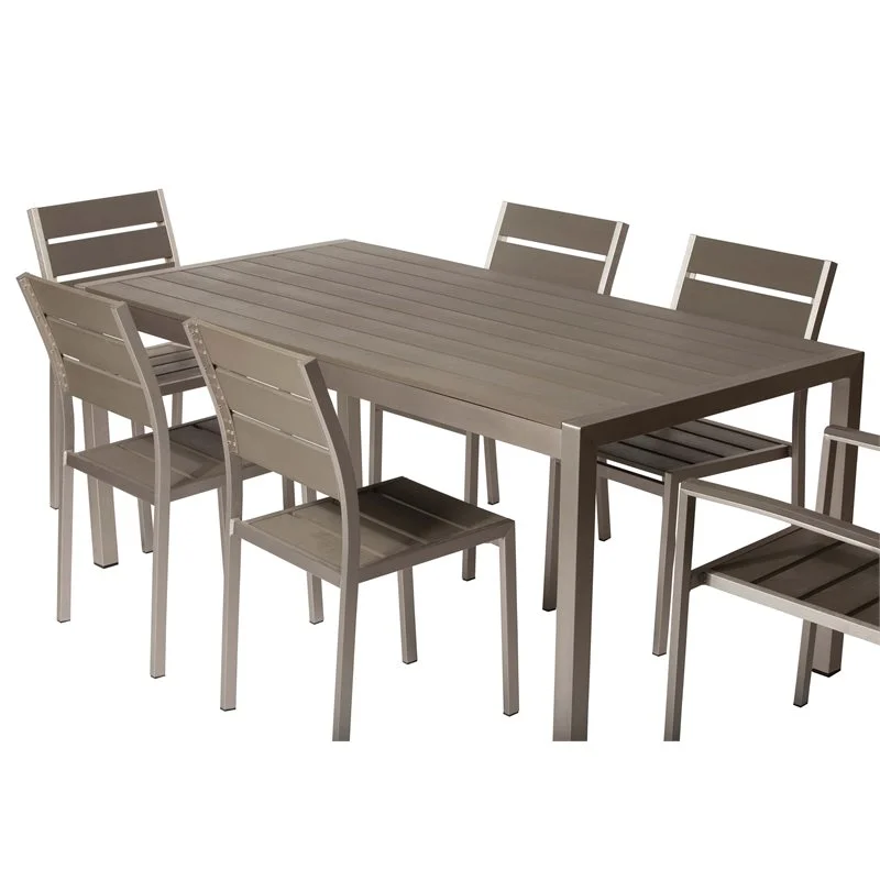 Pangea Home Breeze 7-piece Modern Aluminum Frame Patio Dining Set in Gray