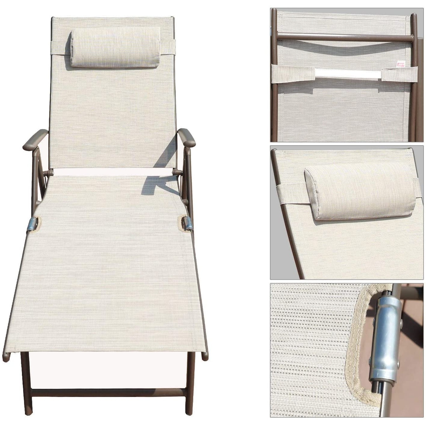 Tatahance Two-piece Aluminum Folding Chair Beige