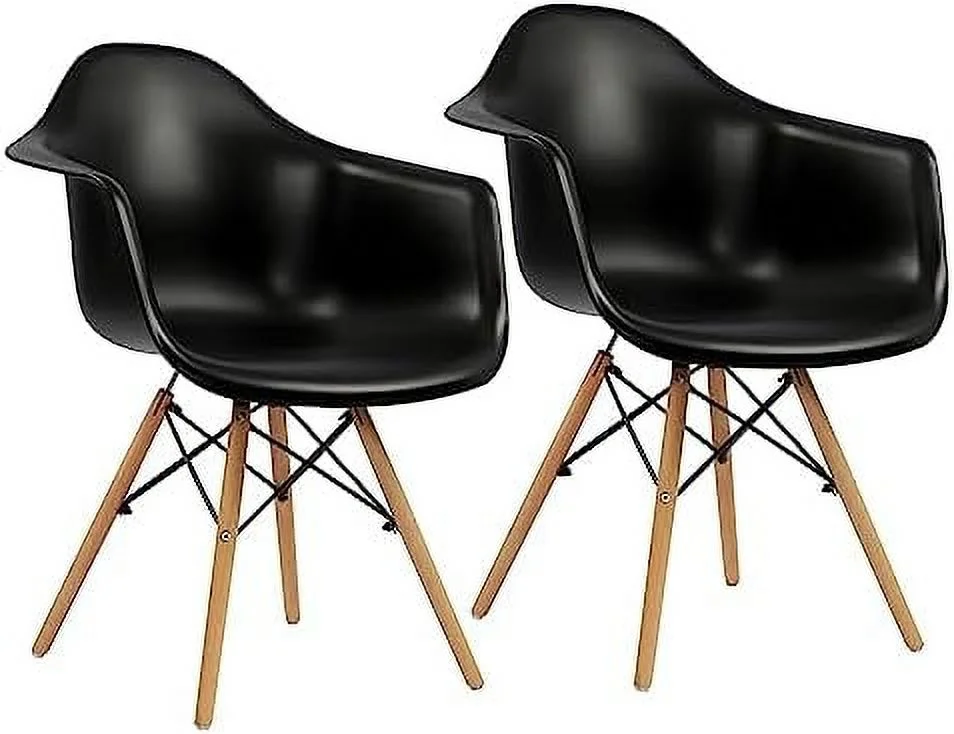 DSZBNUIO Set of 4 Dining Chairs Mid-Century Modern Dining Room Plastic Chairs  Outdoor Side Chairs with Wood Legs for Kitchen  White