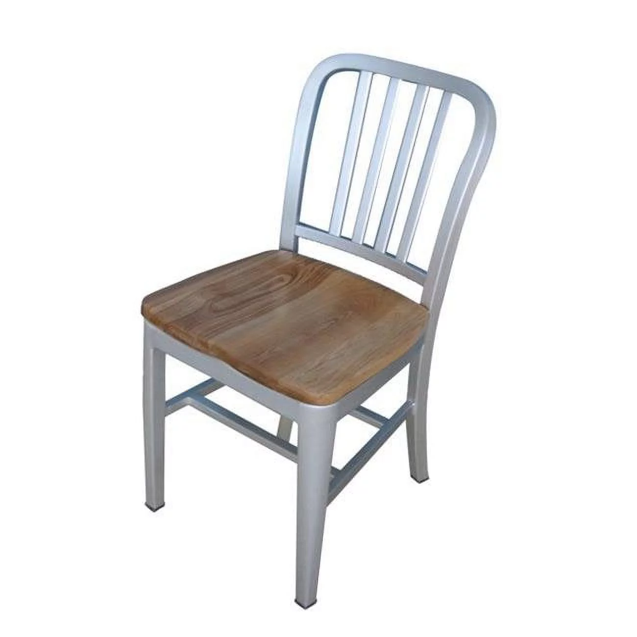 Aluminum Dining Chair With Natural Wood Seat
