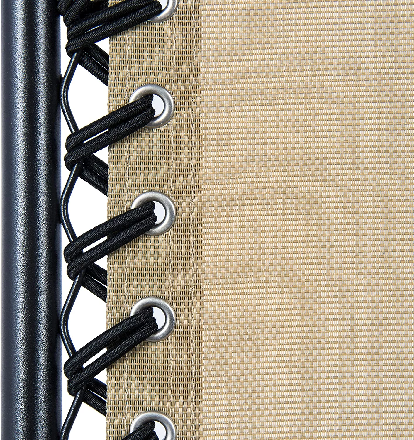 Set of 2 Adjustable Steel Mesh Zero Gravity Lounge Chair Recliners w/Pillows and Cup Holder Trays, Beige