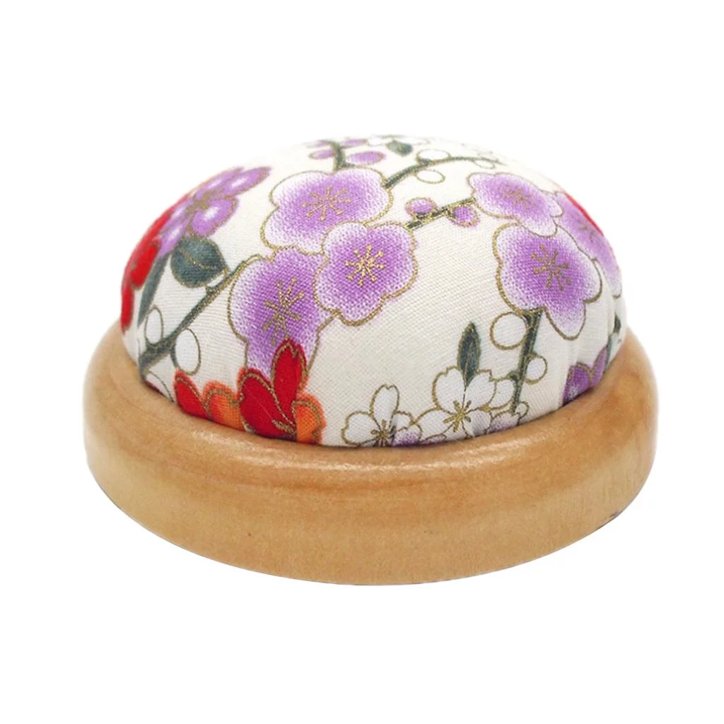 Half-Round Wooden Base Pincuhion Pin Cushion Insertion 7cm work Creamy White