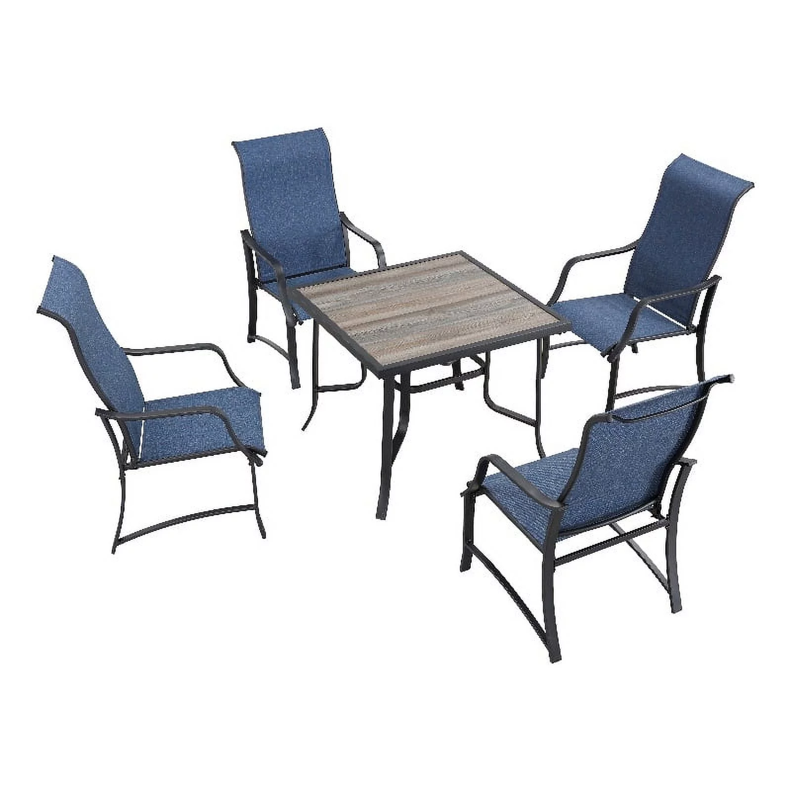 Patio Festival Metal 5-Piece Outdoor Dining Set in Blue and Black