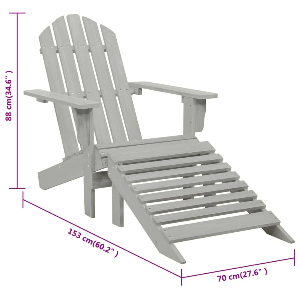 Patio Chair with Ottoman Wood Gray