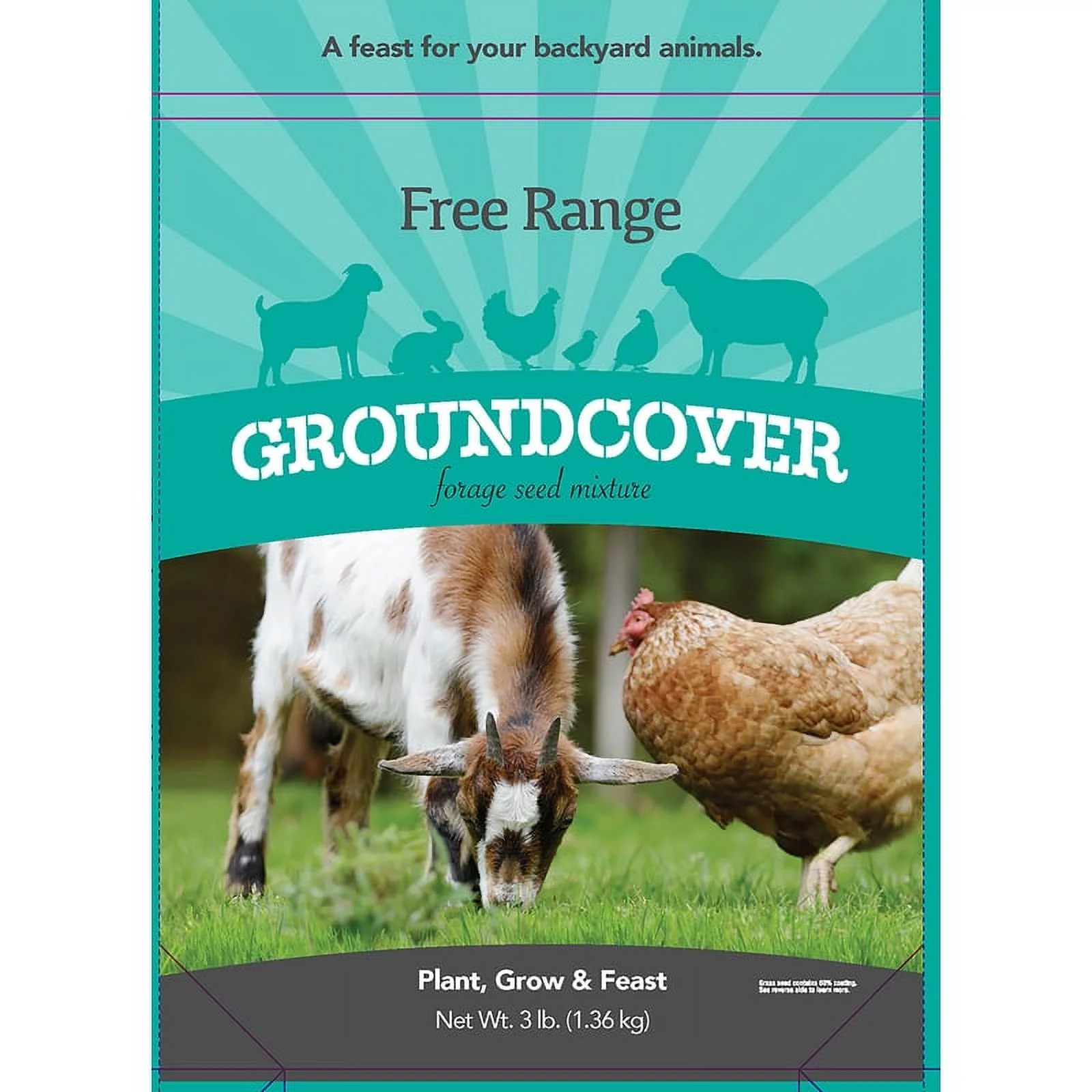 Barenbrug 25491 Forage Seed Free Range Goundcover Mixed Partial Shade/Sun 3 lb
