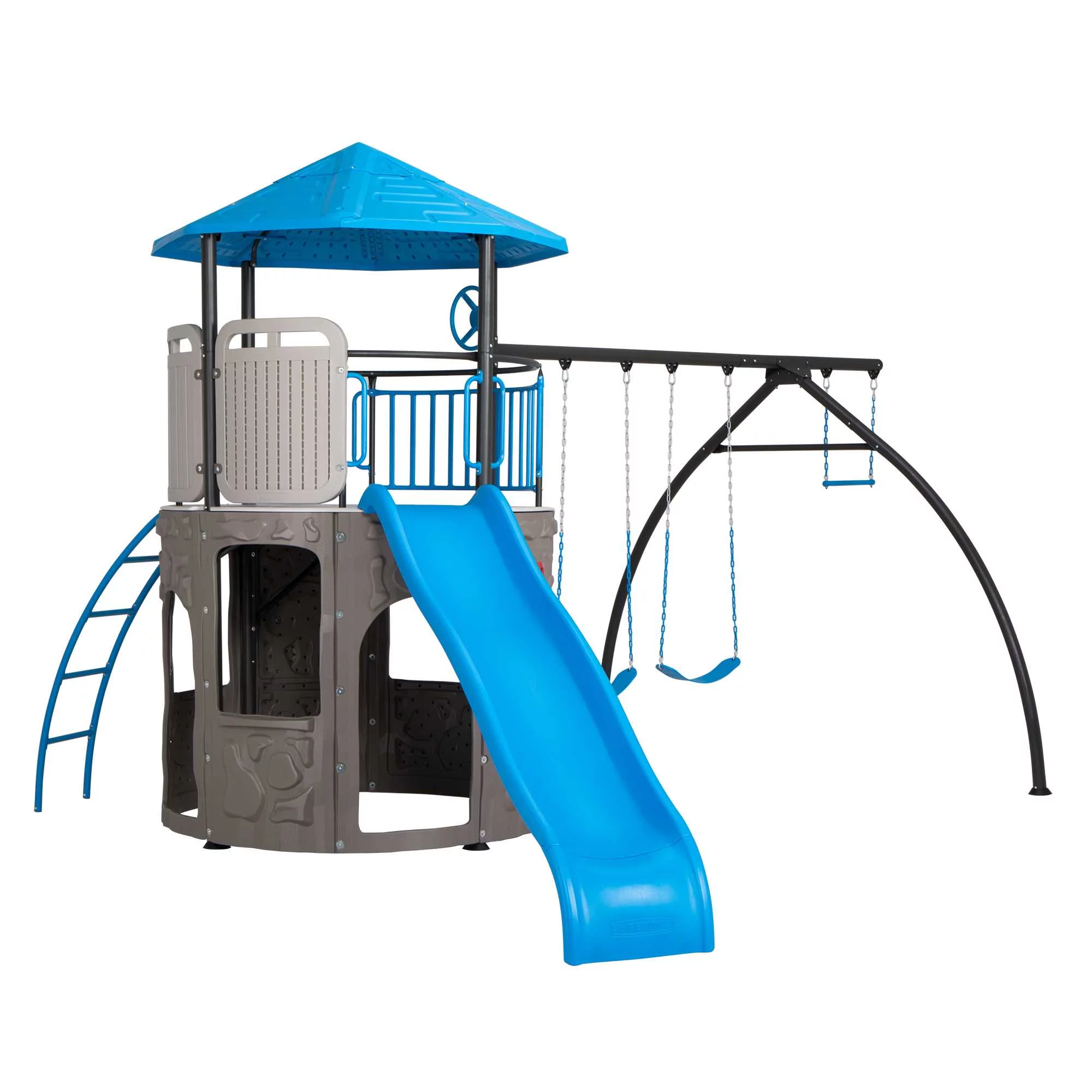 Lifetime Kid's Adventure Tower Swing Set with Slide and Climbing Wall (90918)