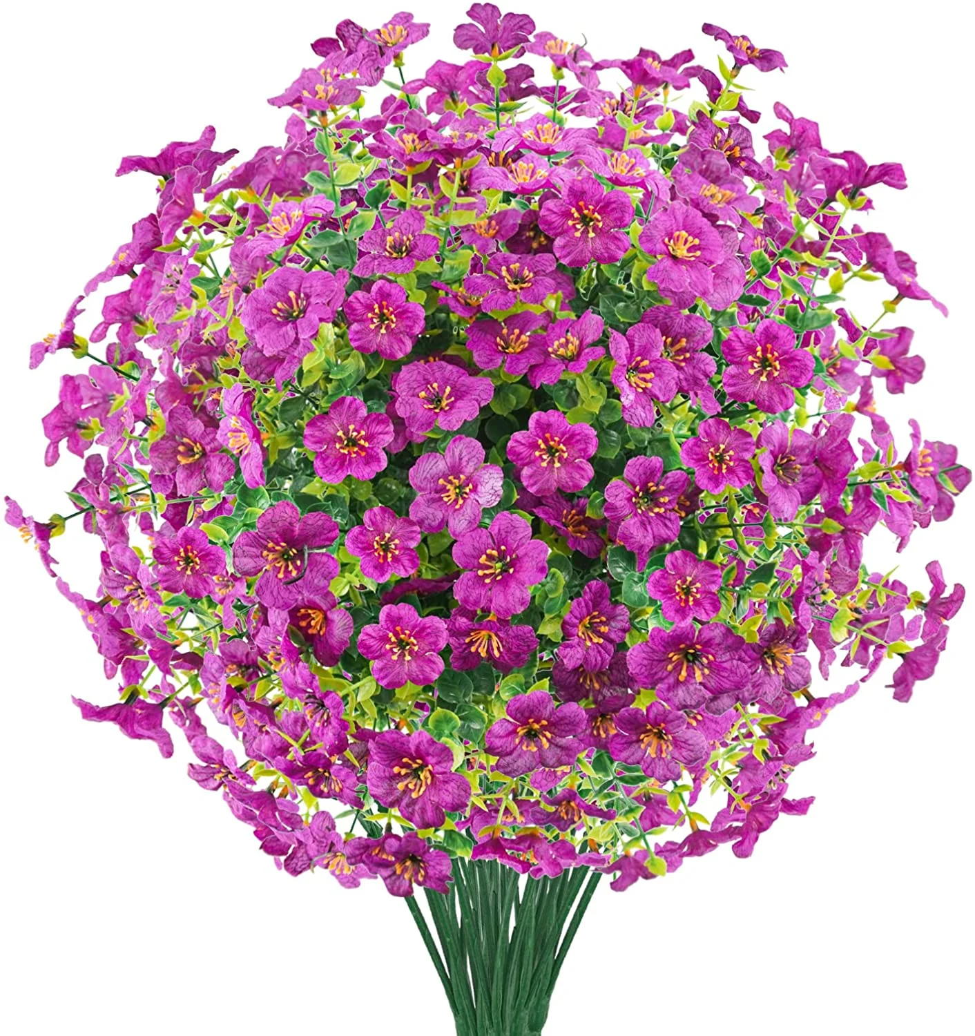 Viworld 6 bunches Artificial Flowers Bulk Outdoor UV Resistant Fake Plants for Outside No Fade Fall Flowers Greenery Shrubs for Hanging Basket Planters Window Box Garden Decor, Purple