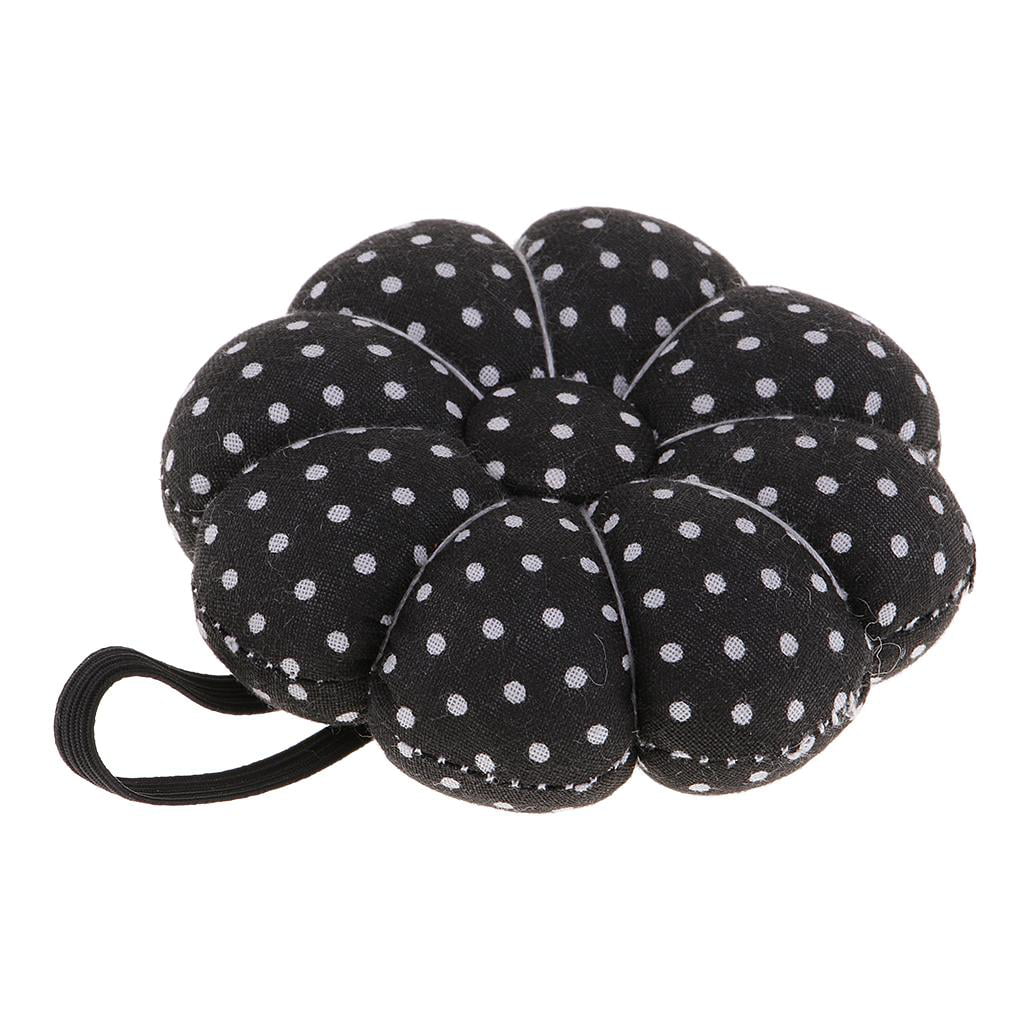 Polka Dot Pumpkin Fabric Sewing Pin Cushion With Elastic Wrist Belt Black