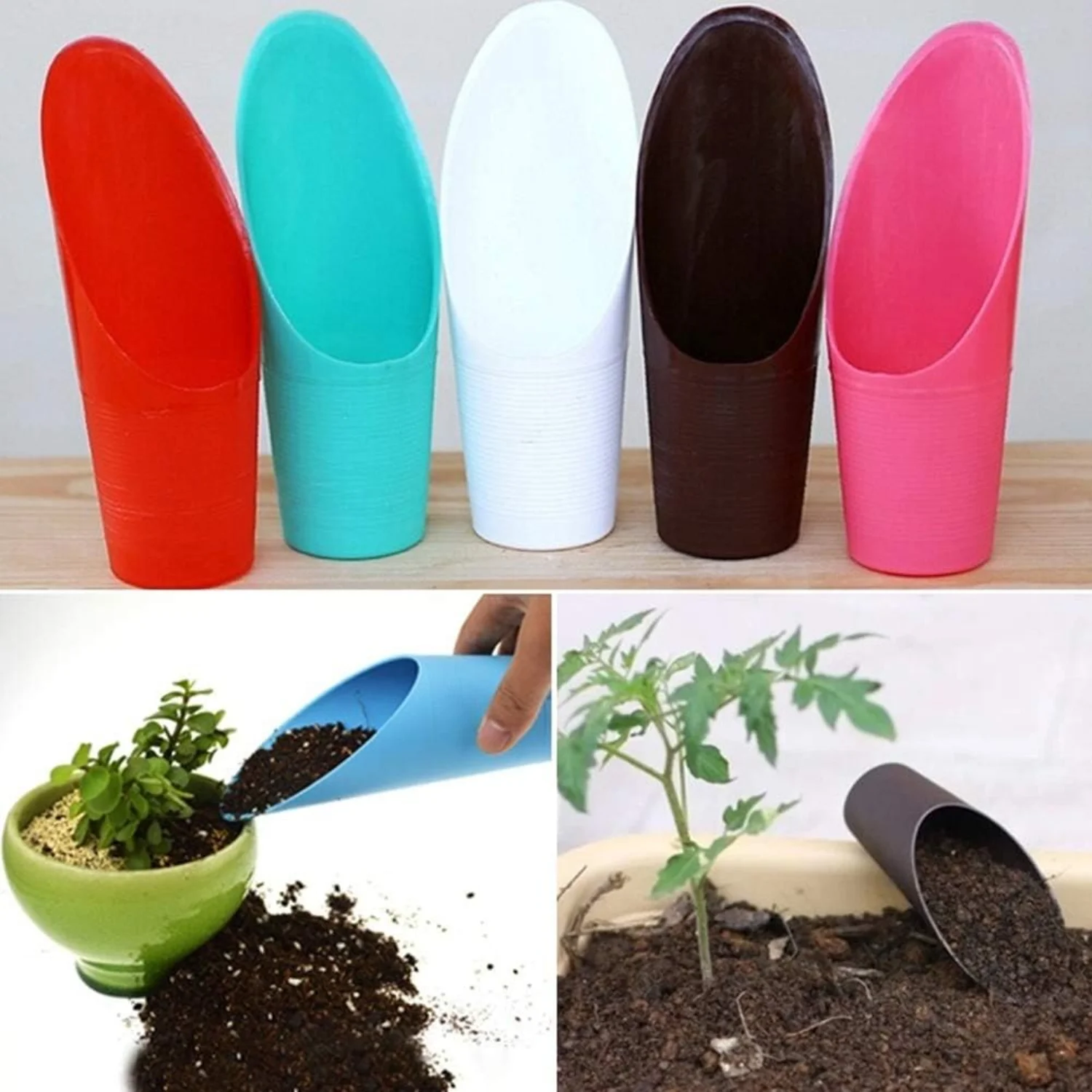 Colorful and Vibrant Set of 10 Essential Garden Tools - Perfect for Vibrant Potted Plants. Plastic Cylinder Scoop Shovels for Precise Soil Spading  Hand Potting Cup  Succulent Planting In