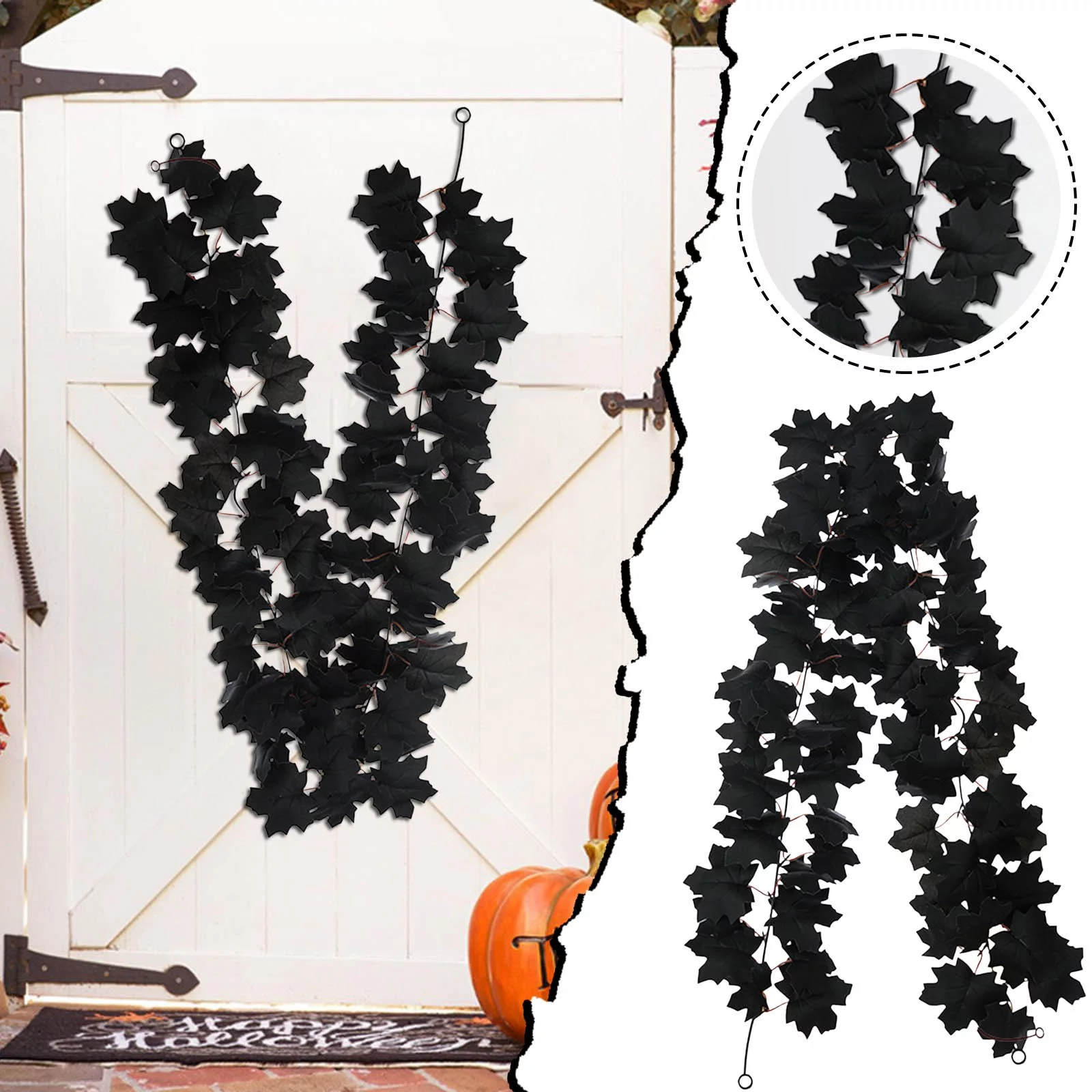 NLLSHGJ Artificial Flowers Artificial Black Maple Leaf Vine Decorations Indoor For Party Decors Home Decor Christmas Fireplace Door Yard Decor