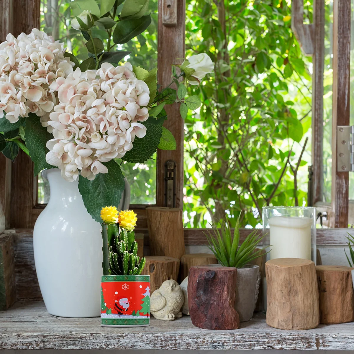 Hemoton Bonsai Pots Ceramic Flower Pots Christmas Pattern Plant Pots Without Plant