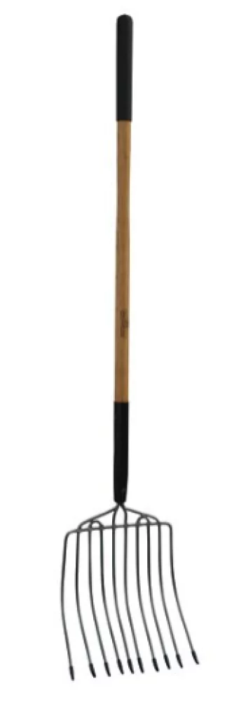 GroundWork YN-F-039L 10.5 in. 10-Tine Bedding Fork w/ Long Hardwood Handle