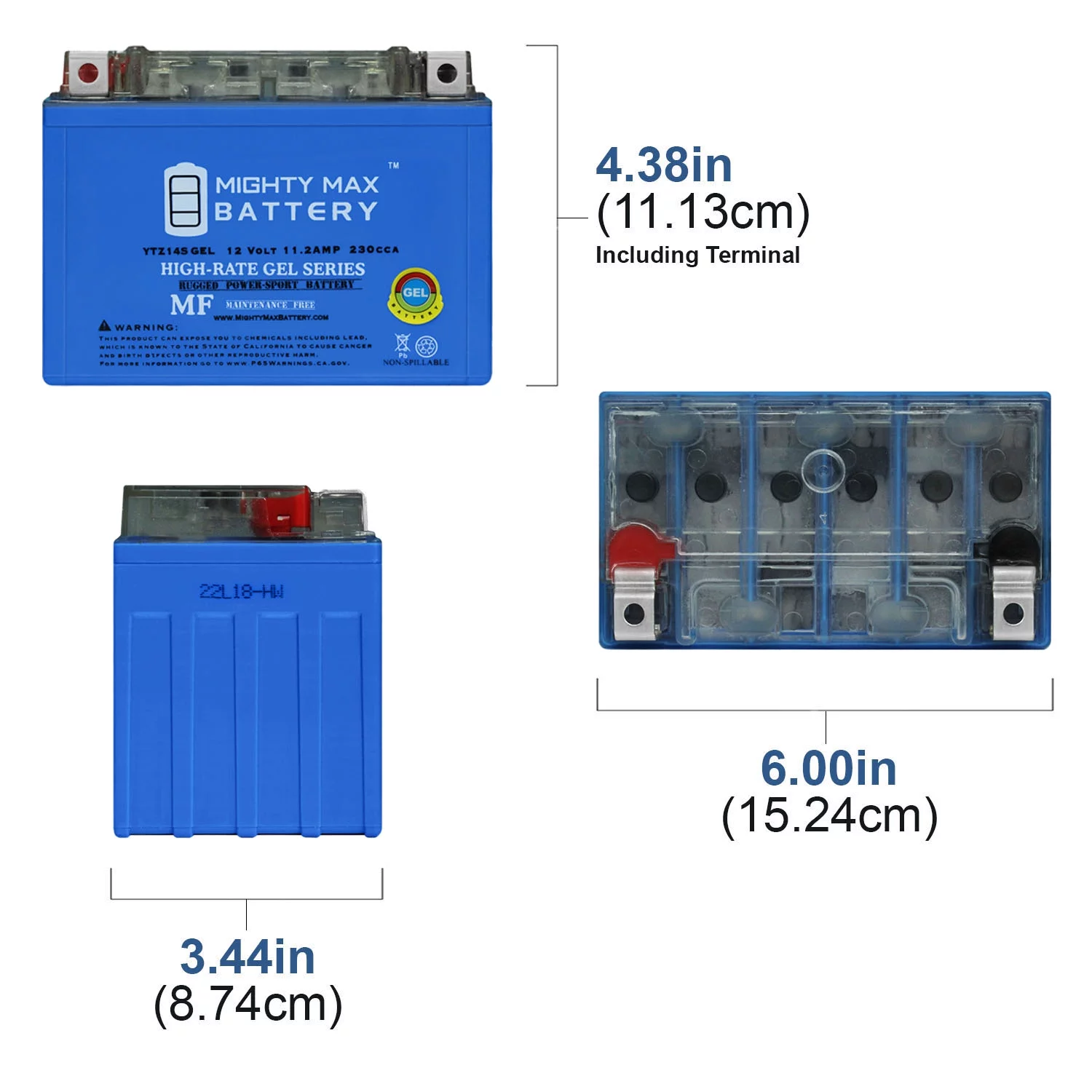 YTZ14SGEL 12V 11.2AH Replacement Battery compatible with Honda ATV Mower - 6 Pack