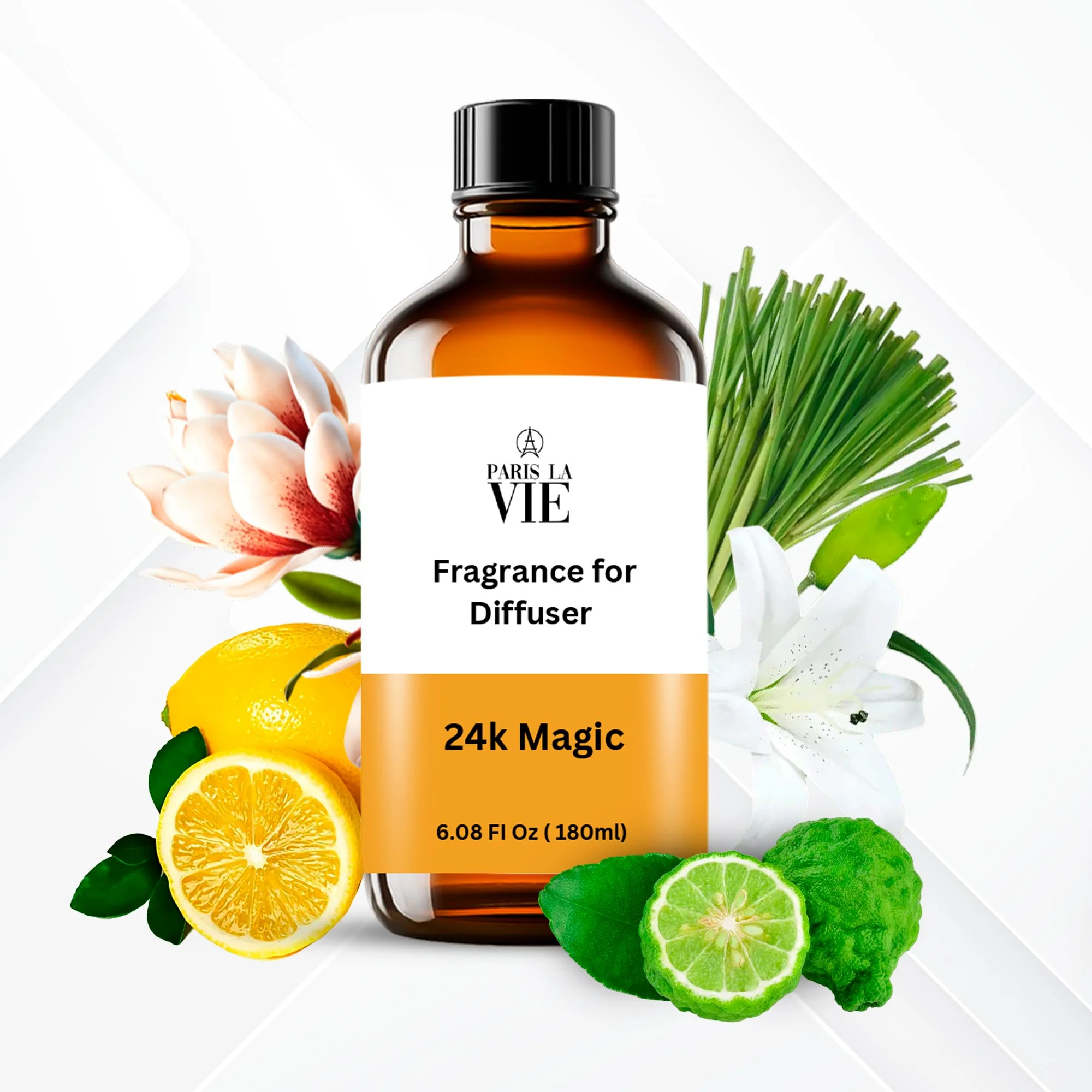 Paris La Vie - Hotel Scents 24K Magic - 6.08 FI Oz - 180ml -Fragrance Oil for Diffuser - Hotel Collection Diffuser Oil - Scent Diffusers for Home - Oils Scents for Aromatherapy - HVAC Scent Diffuser.