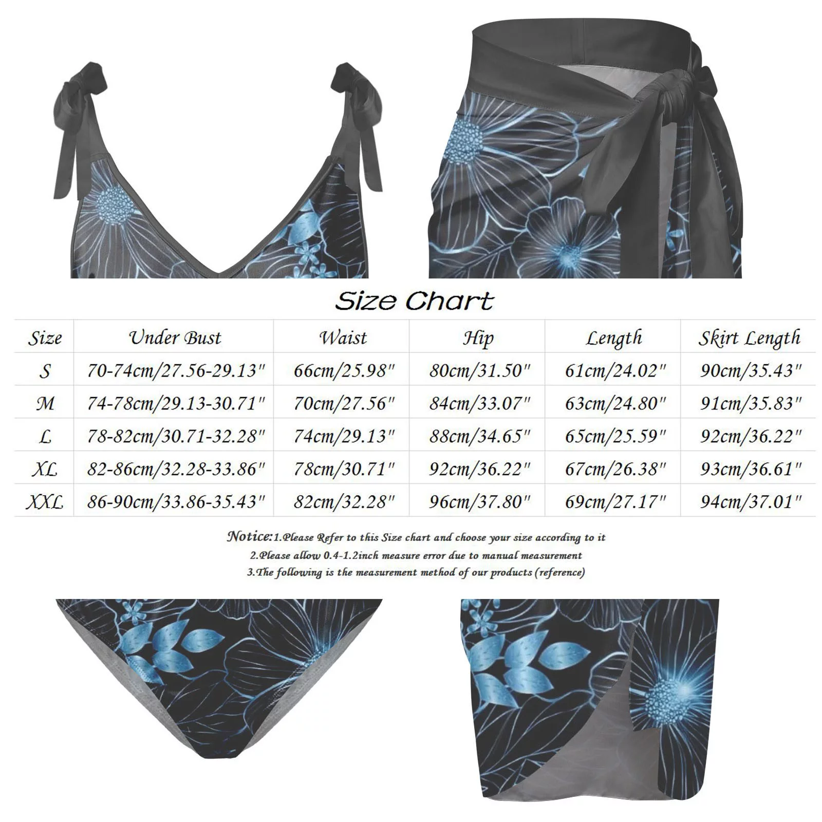 Winter Denim Skirt Womens V Neck Flower Printed Swimsuit Apron Skirt Bikini Sets Skirting Board Cleaner Mop