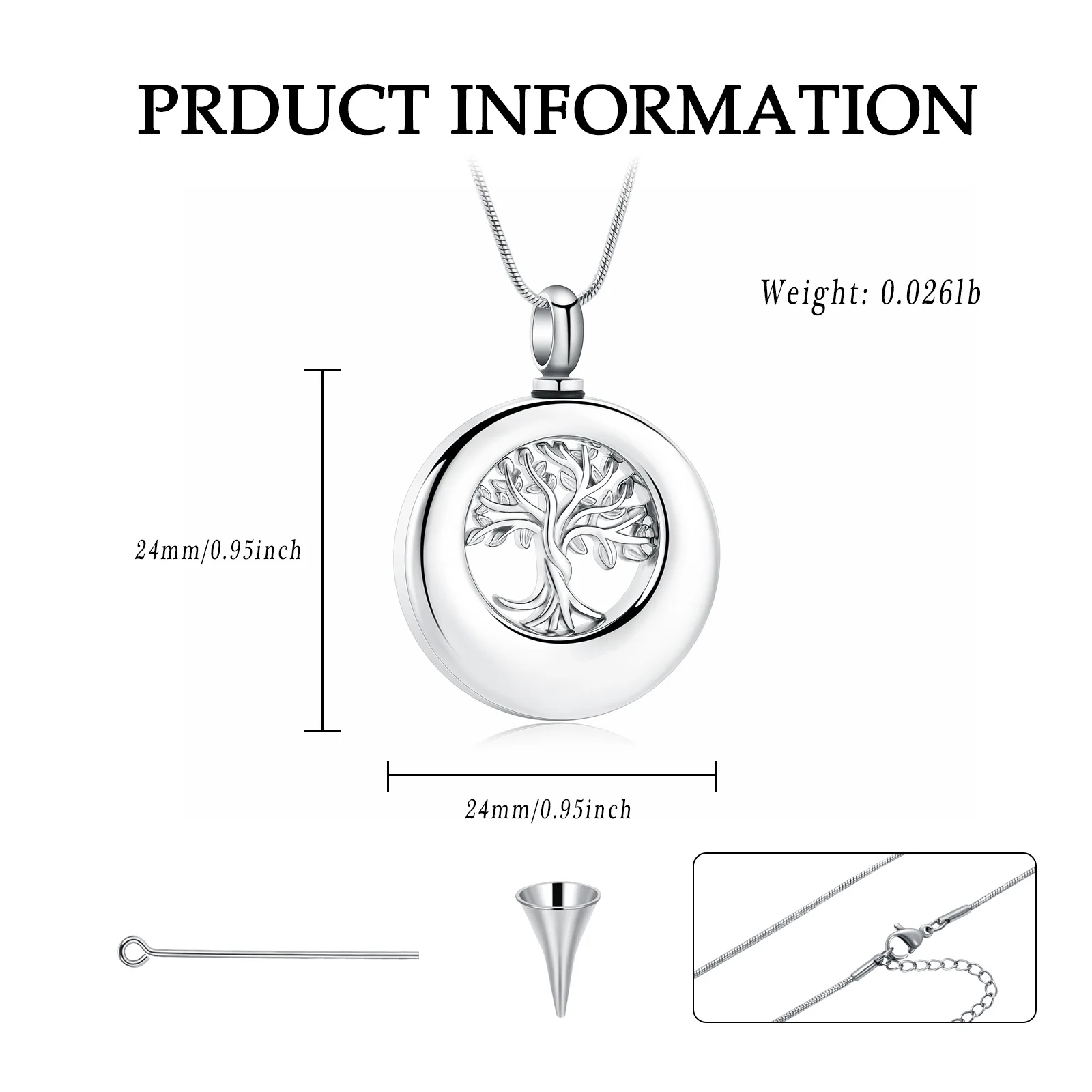 Circle Tree of Life Cremation Jewellery Urns For Ashes Keepsake Urn Necklace Lockets for Human Ashes Pet Memorial Jewelry