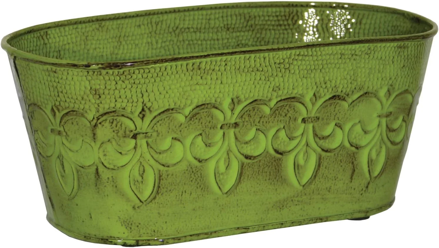 MPT01897 Fleur De Lis Series Metal Oval Planter Flower Pot, 10