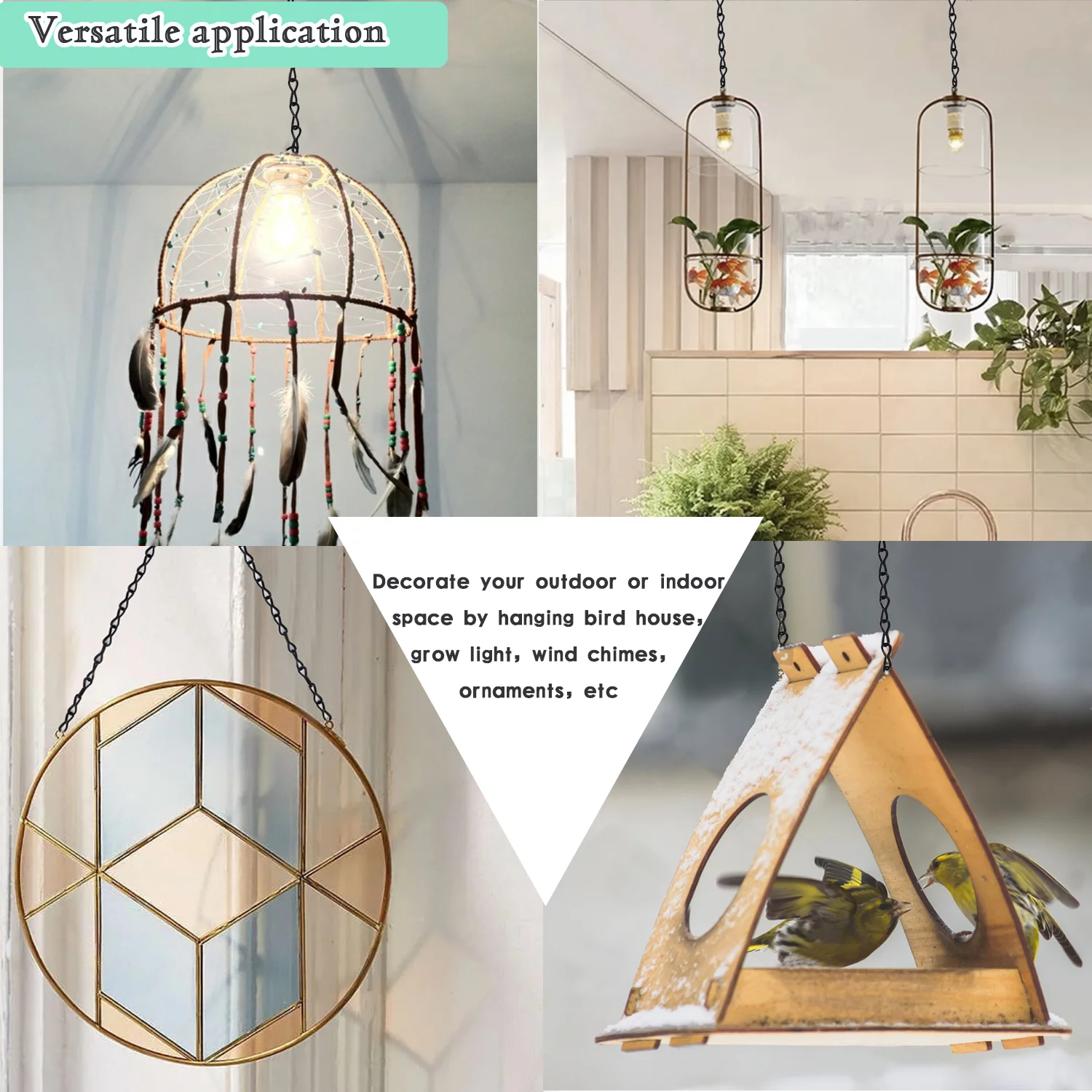 KABB Hanging Chain Set, 197 Inch Hanging Basket Chain with 10pcs S Hooks, 10pcs Connector Hooks and 5pcs Eye Hook for DIY Hanging Pendant Chains to Hang Bird Feeders, Planters, Lanterns and Ornaments