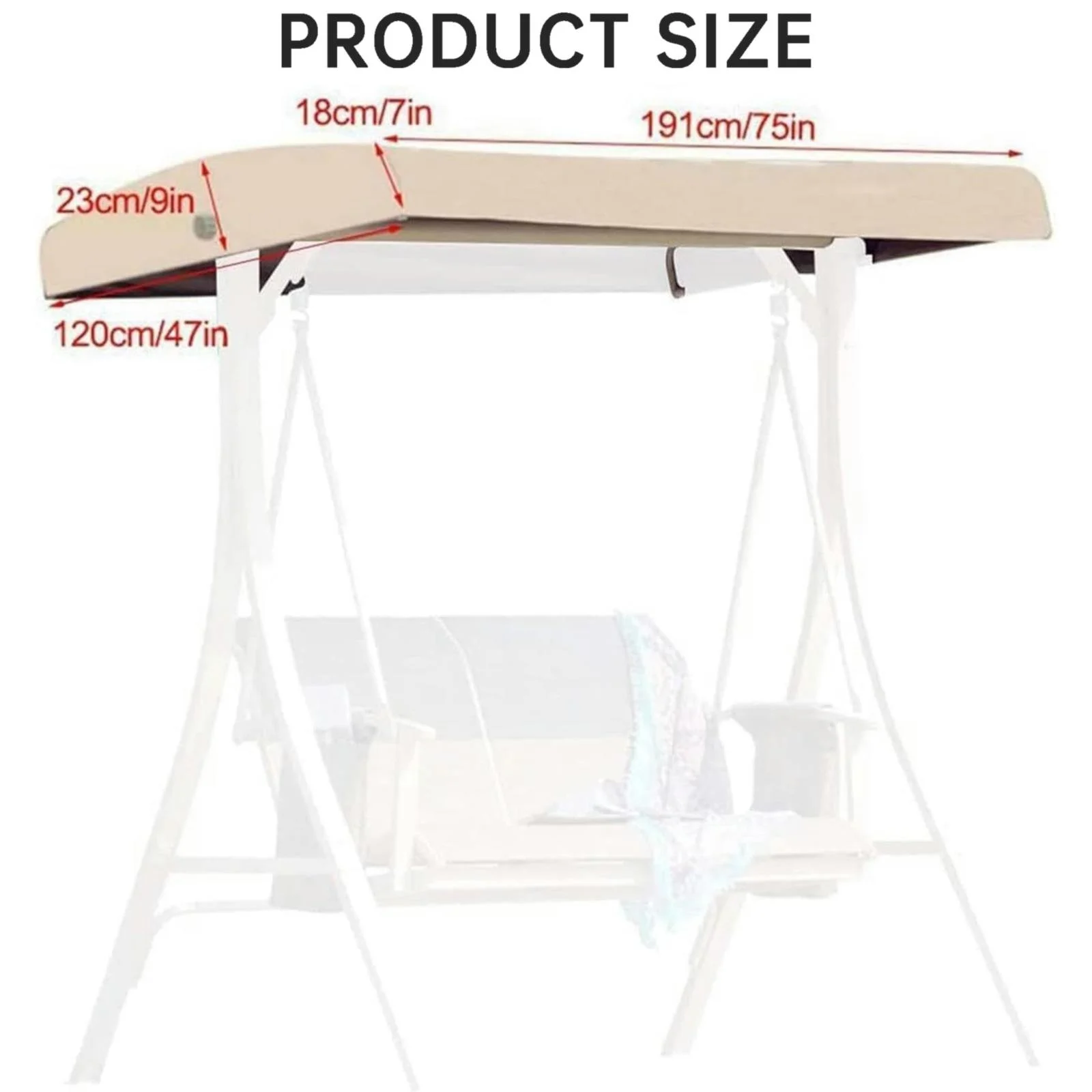 MOQIN 190T Cloth Patio Swing With 4 Reinforced Corner Pockets Outdoor Patio Swing Canopy Replacement For Swing Seat 2 and 3 Seater Garden Cover