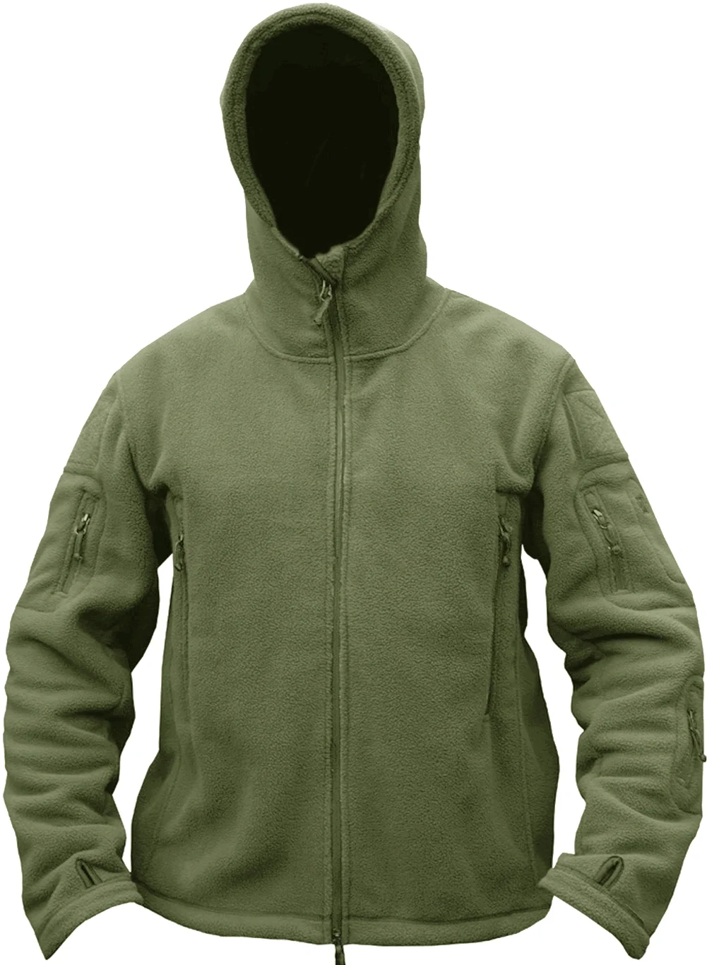 TACVASEN Mens Soft Winter Fleece Jacket Camping Warm Coat Army Green M